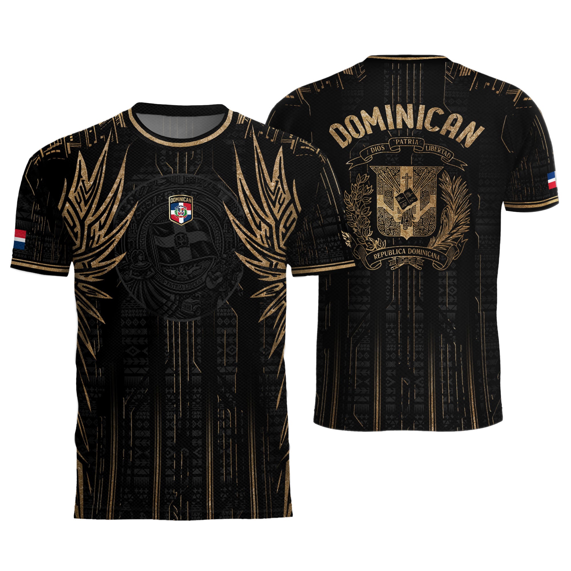 Dominican Republic Heritage Black Gold Vintage Athletic Winged Soccer Jersey