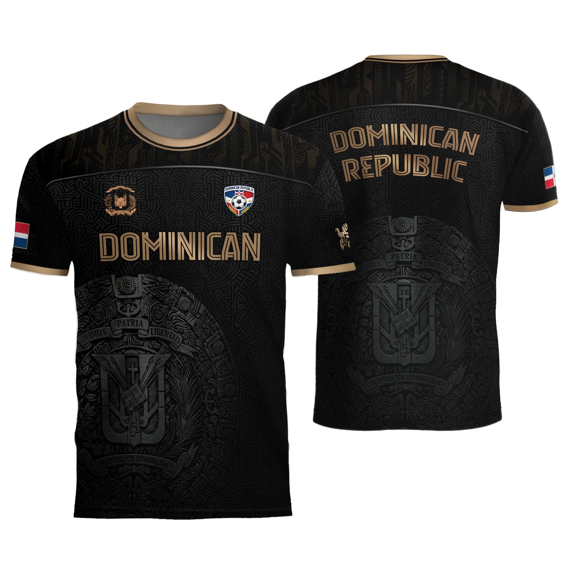 Dominican Republic Heritage Black Gold Athletic National Team Soccer Jersey