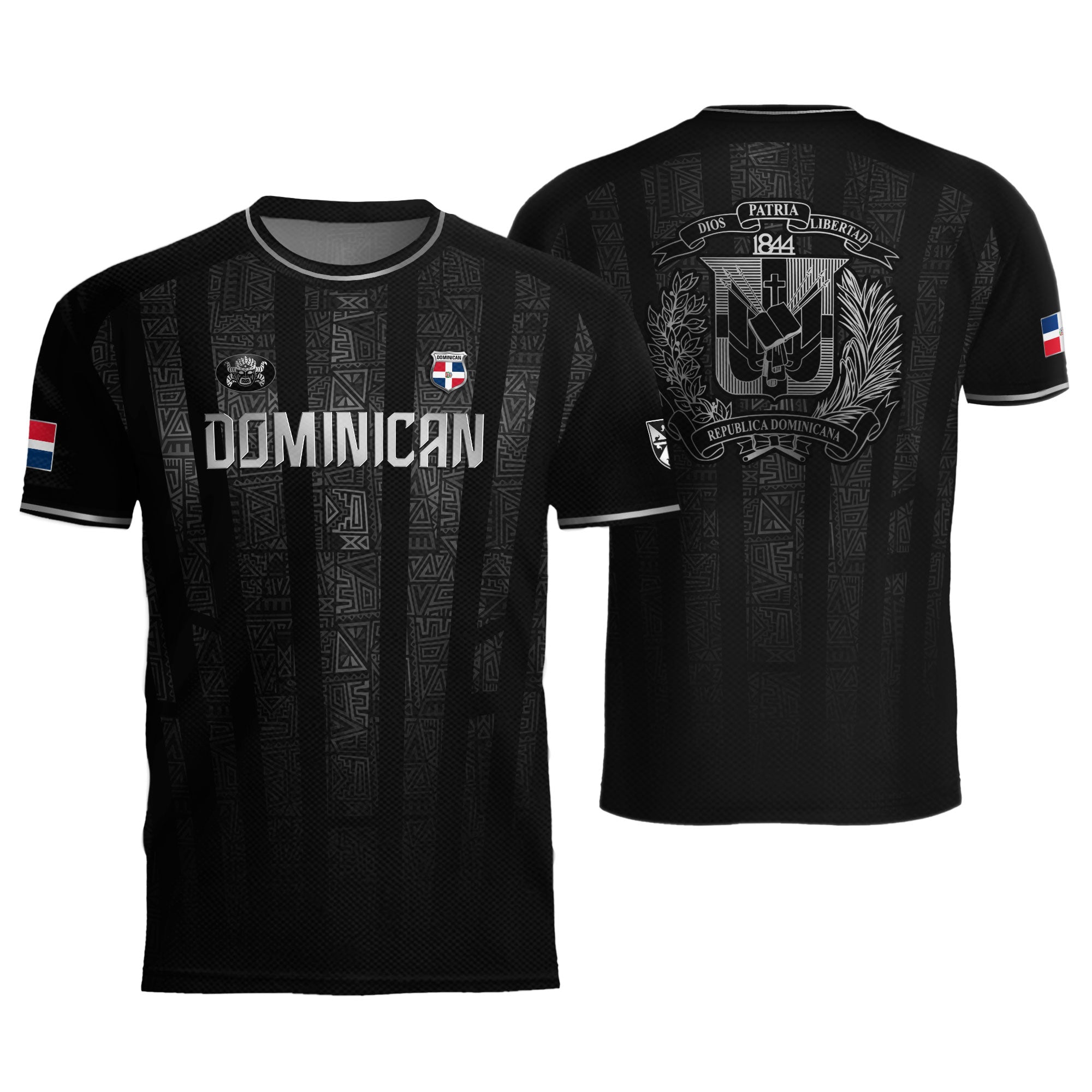 Dominican Republic Heritage Black Silver Athletic Independence Soccer Jersey