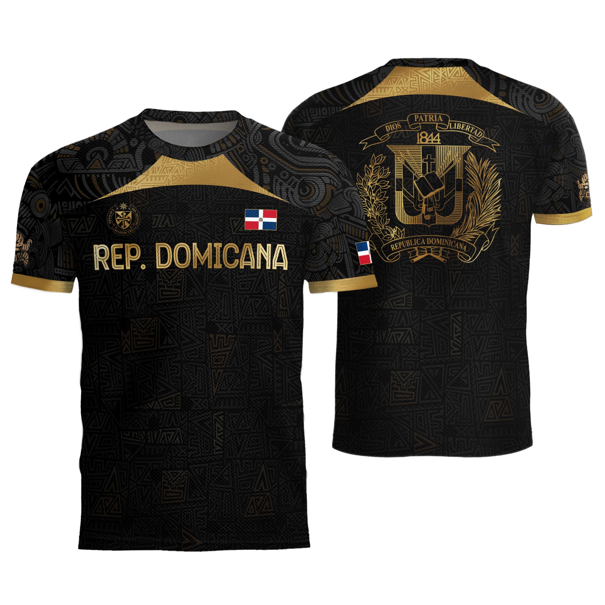 Dominican Republic Black Gold Vintage National Emblem Heritage Soccer Jersey