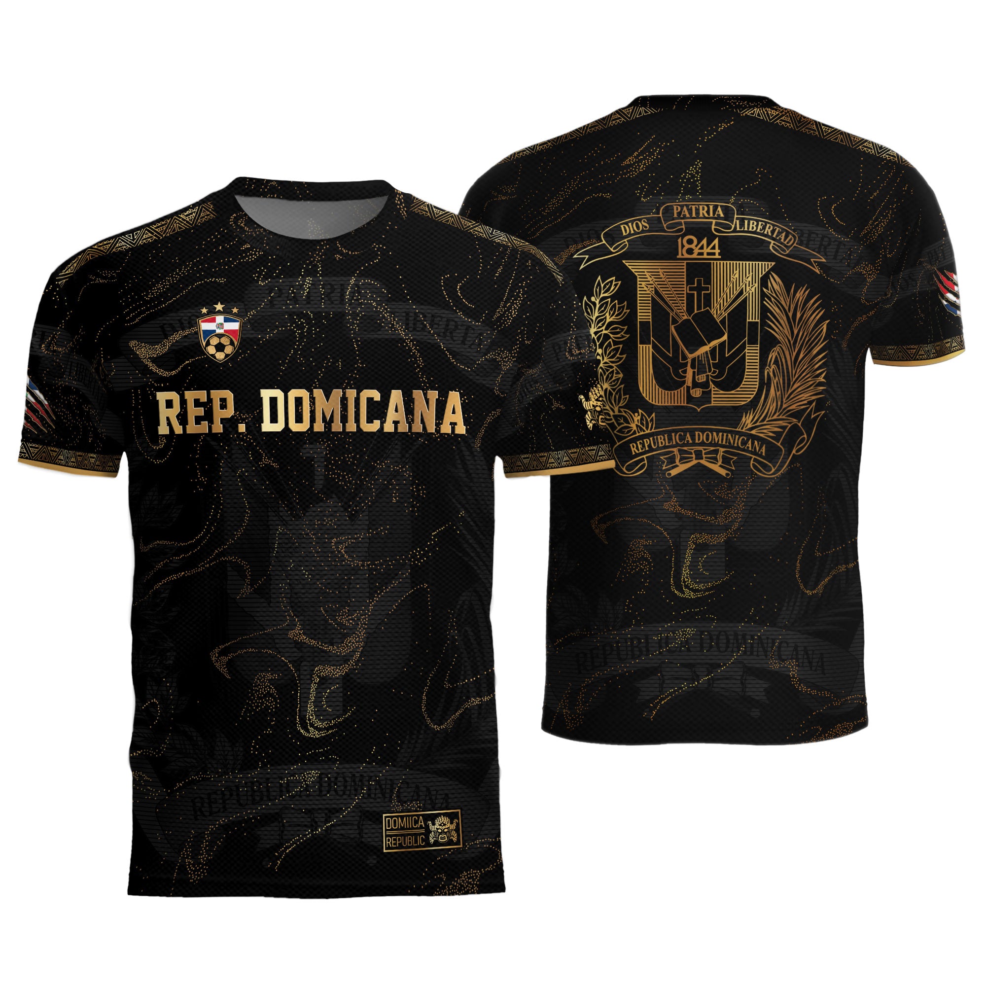 Dominican Republic Heritage Black Gold Sparkle National Soccer Jersey