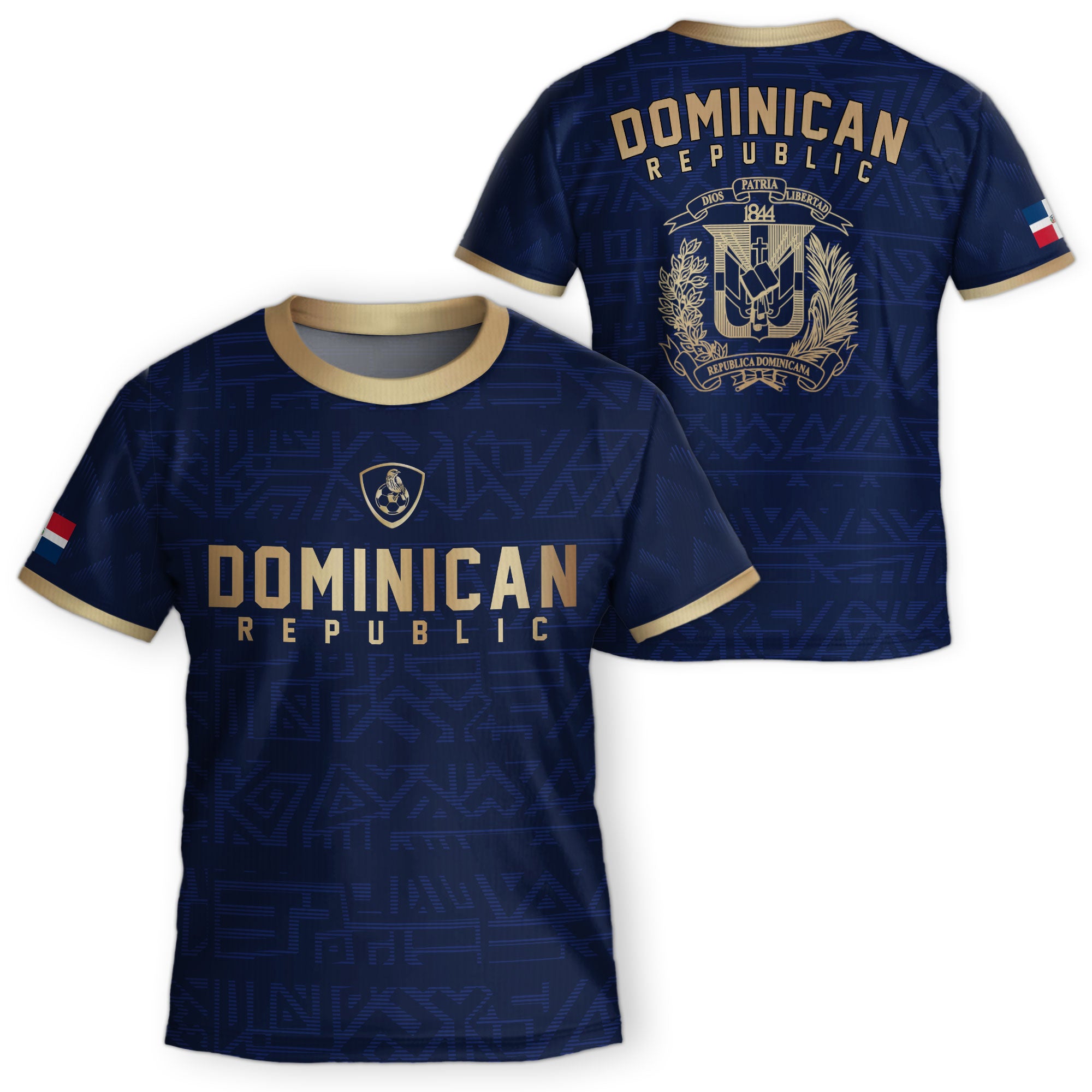 Dominican Republic Kids Youth Heritage Navy Gold Geometric National Soccer Jersey