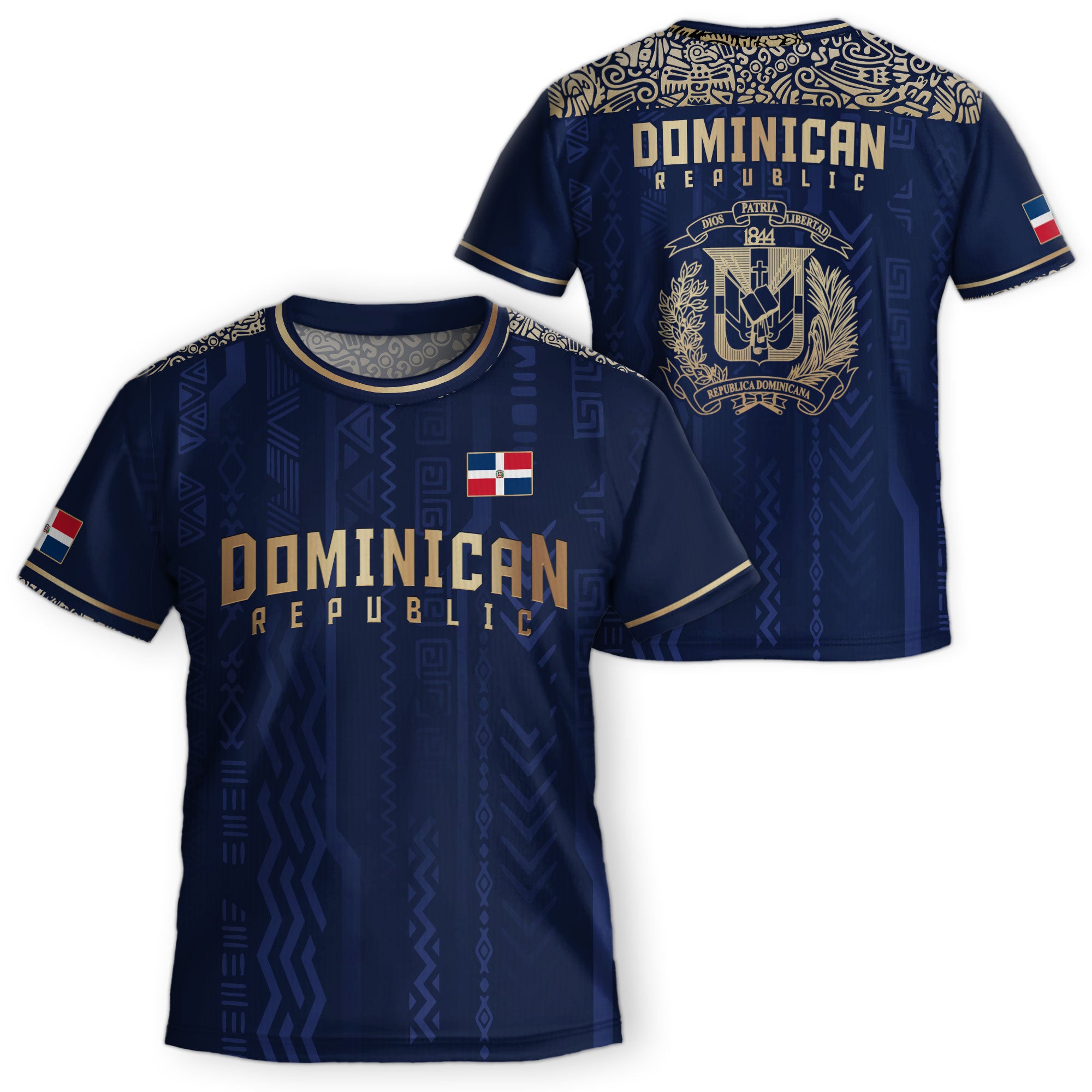 Dominican Republic Kids Youth Heritage Navy Gold Athletic Modern Soccer Jersey