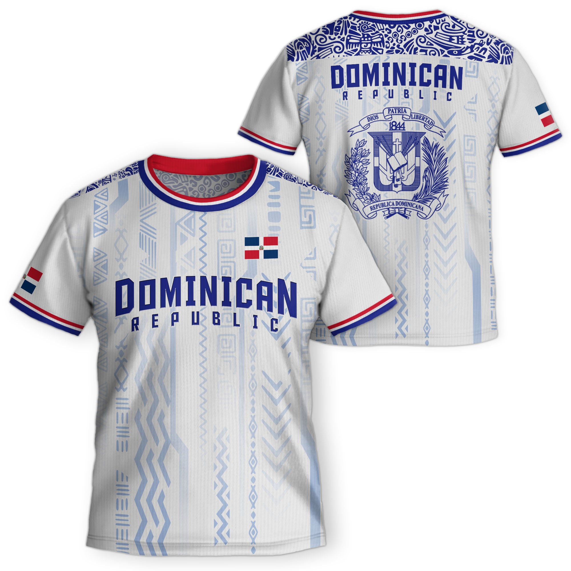 Dominican Republic Kids Youth Heritage White Red Blue Athletic Modern Soccer Jersey