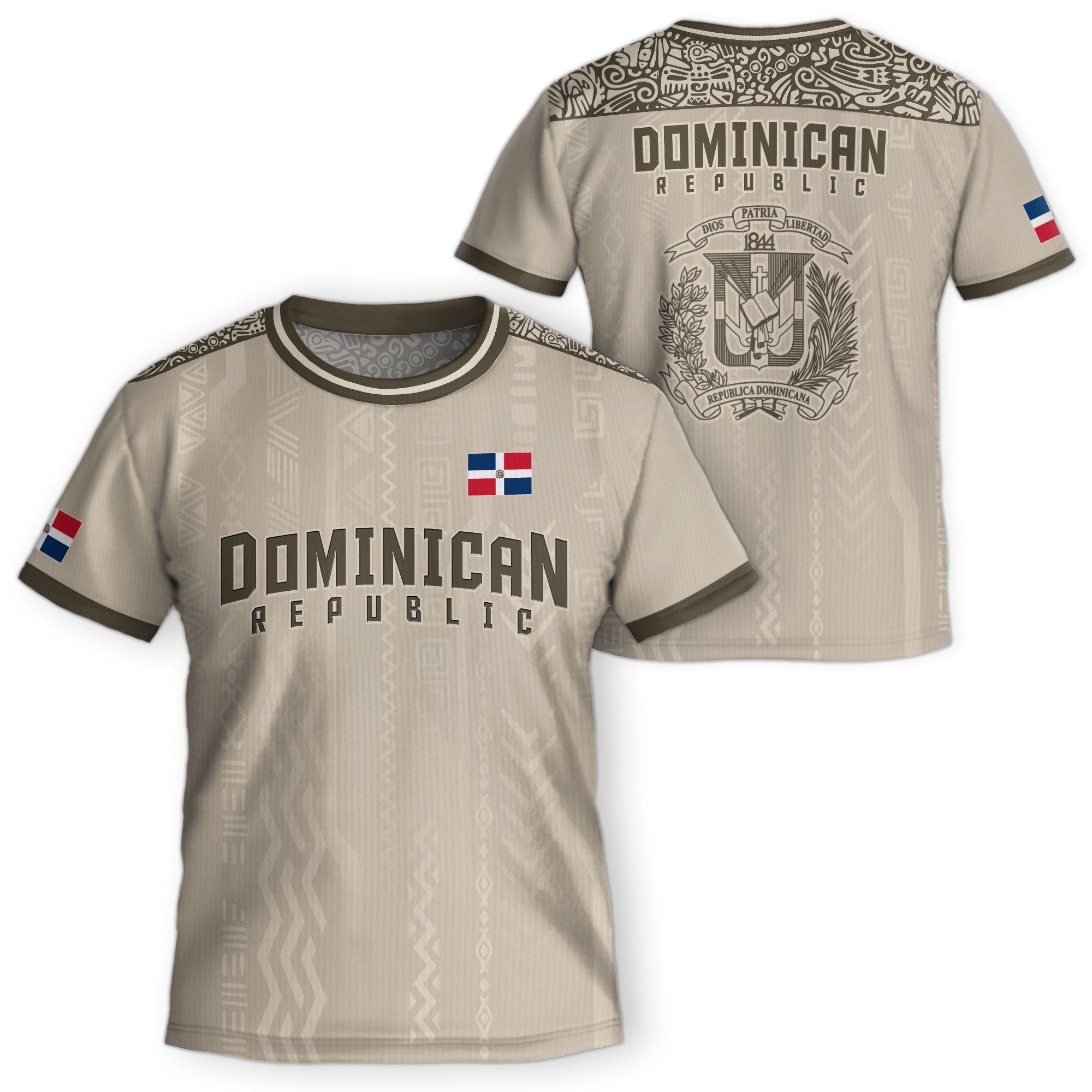 Dominican Republic Kids Youth Heritage Beige Brown Modern National Soccer Jersey