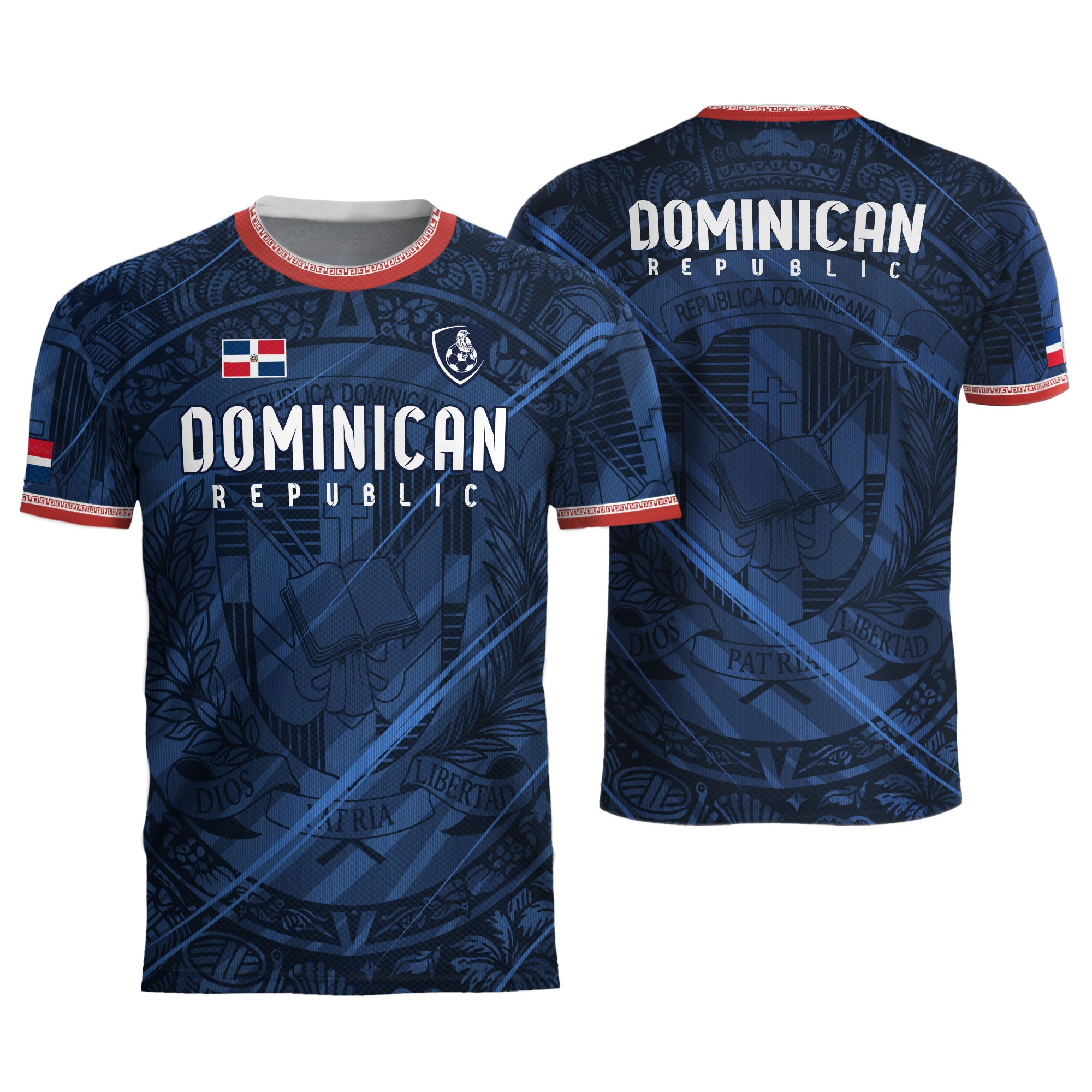 Dominican Republic Navy Red National Symbol Pattern Graphic Pride Soccer Jersey