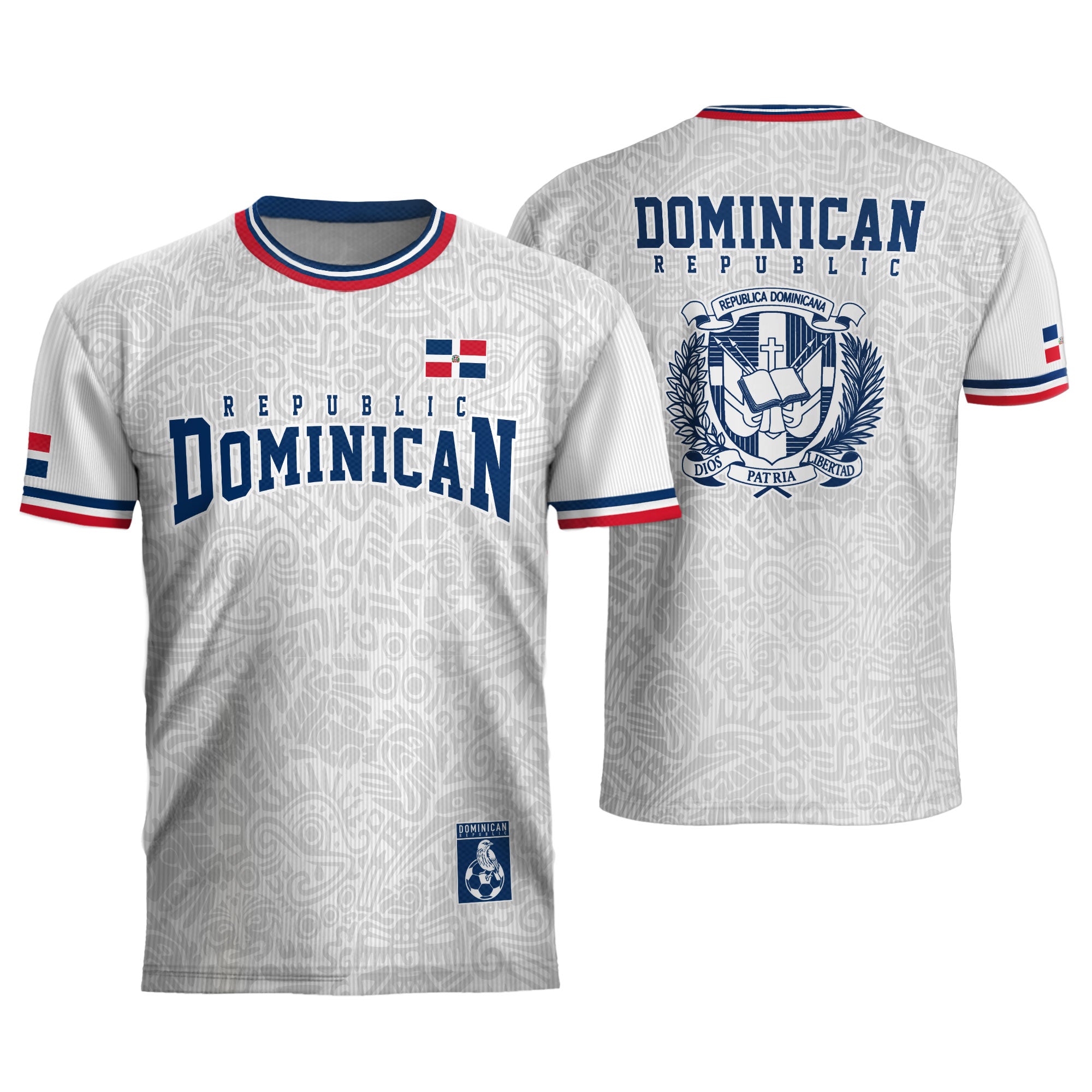 Dominican Republic Coat of Arms White Blue Red National Pride Soccer Jersey