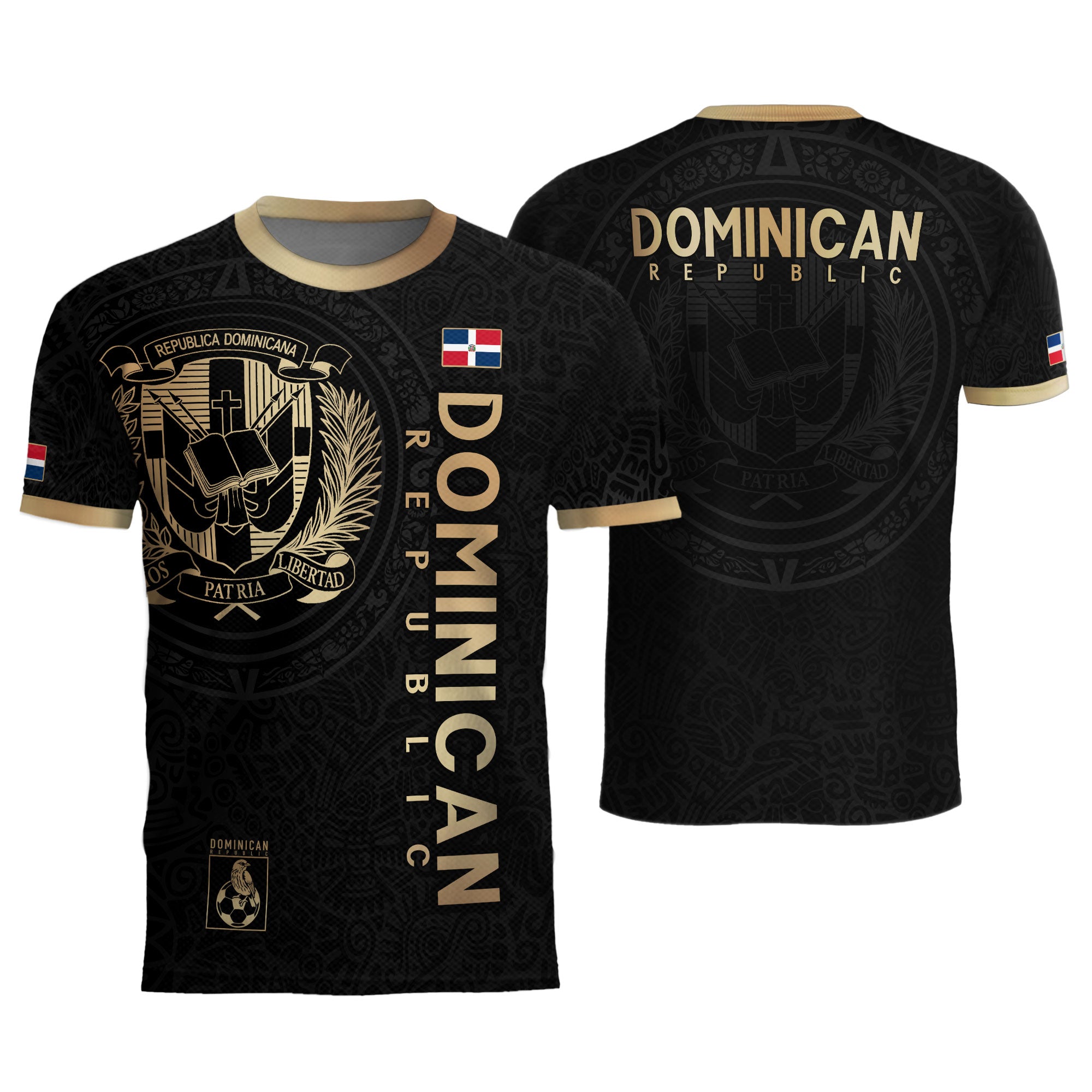 Dominican Republic Coat of Arms Black Gold Heritage National Pride Soccer Jersey