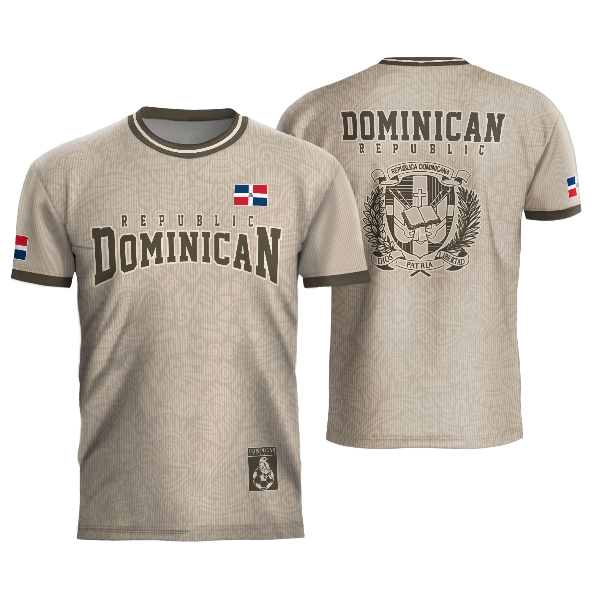 Dominican Republic Coat of Arms Beige Olive Heritage Athletic Sport Soccer Jersey