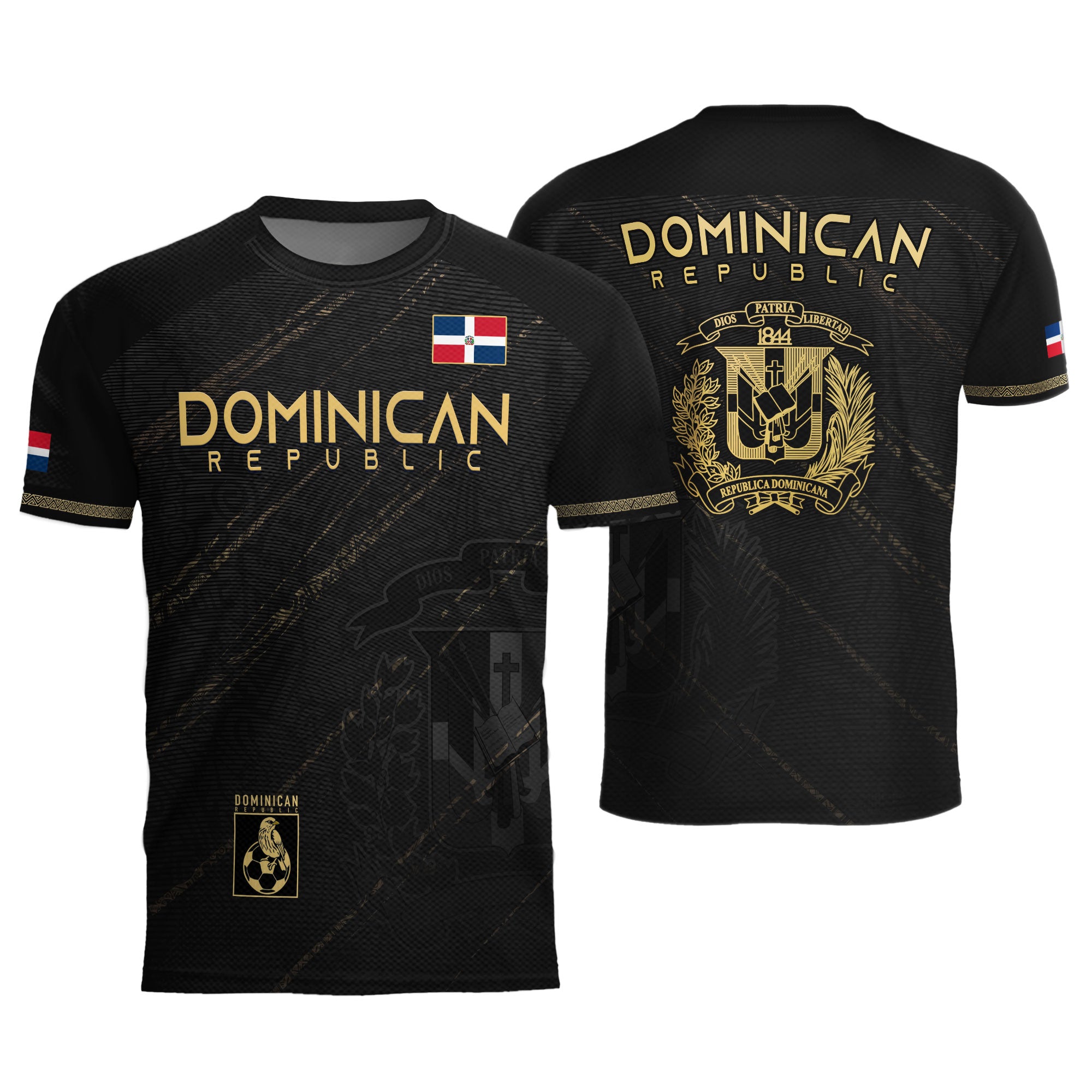Dominican Republic Soccer Jersey Black Gold, Tradition and Pride Collection