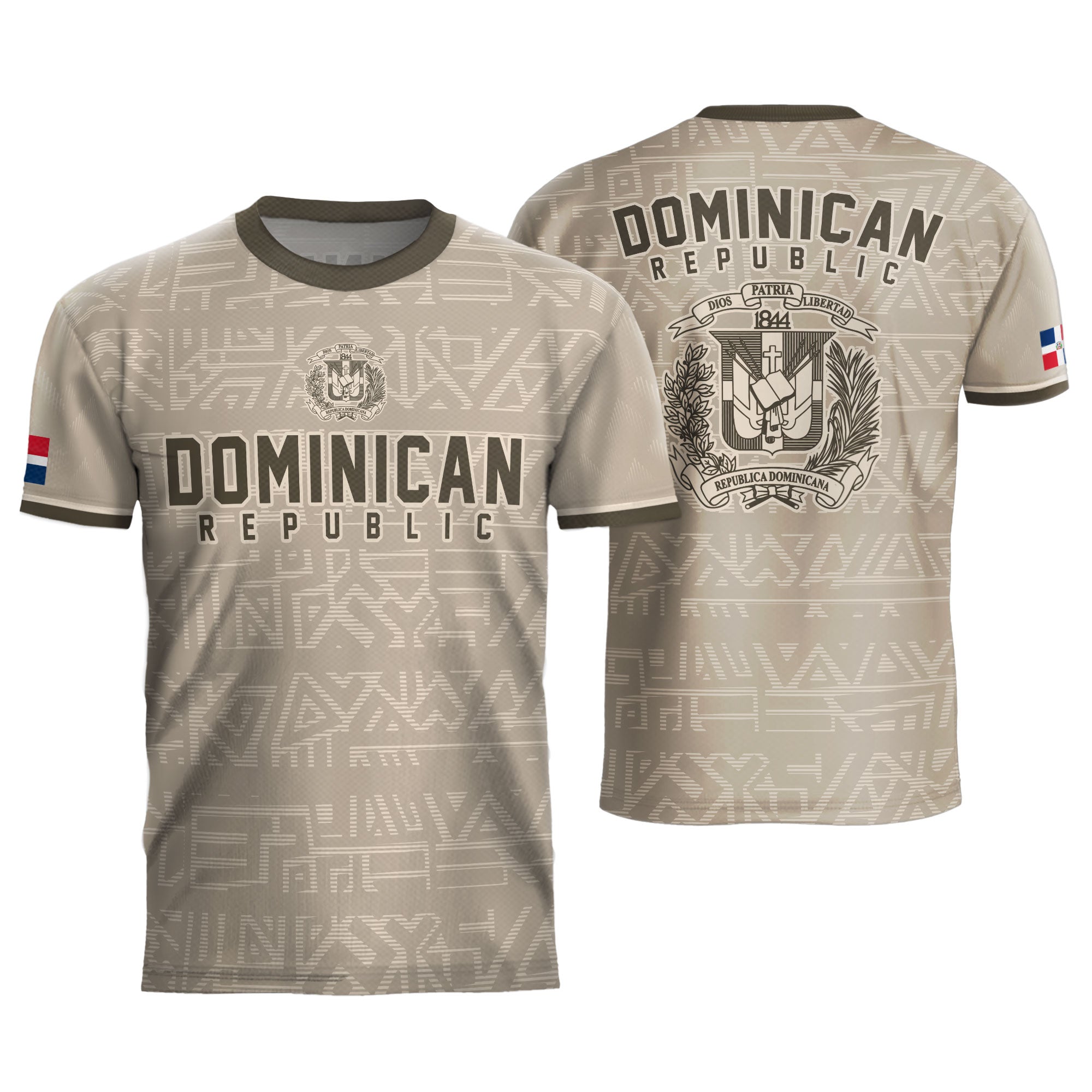 Dominican Republic Beige Brown National Symbol Pattern Graphic Pride Soccer Jersey