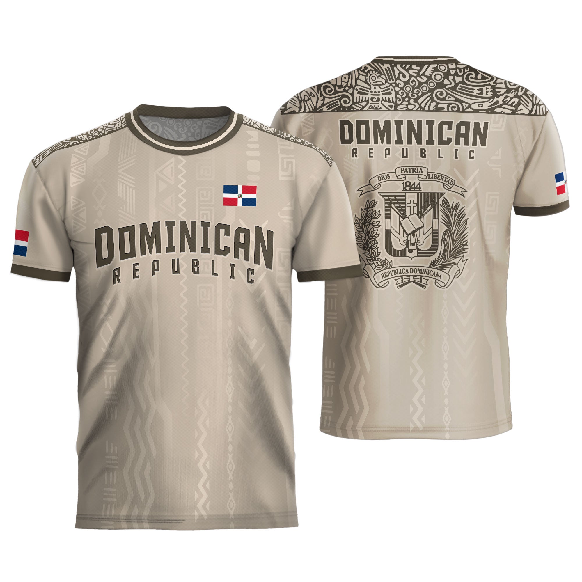 Dominican Republic Coat of Arms Tribal Beige Brown National Soccer Jersey