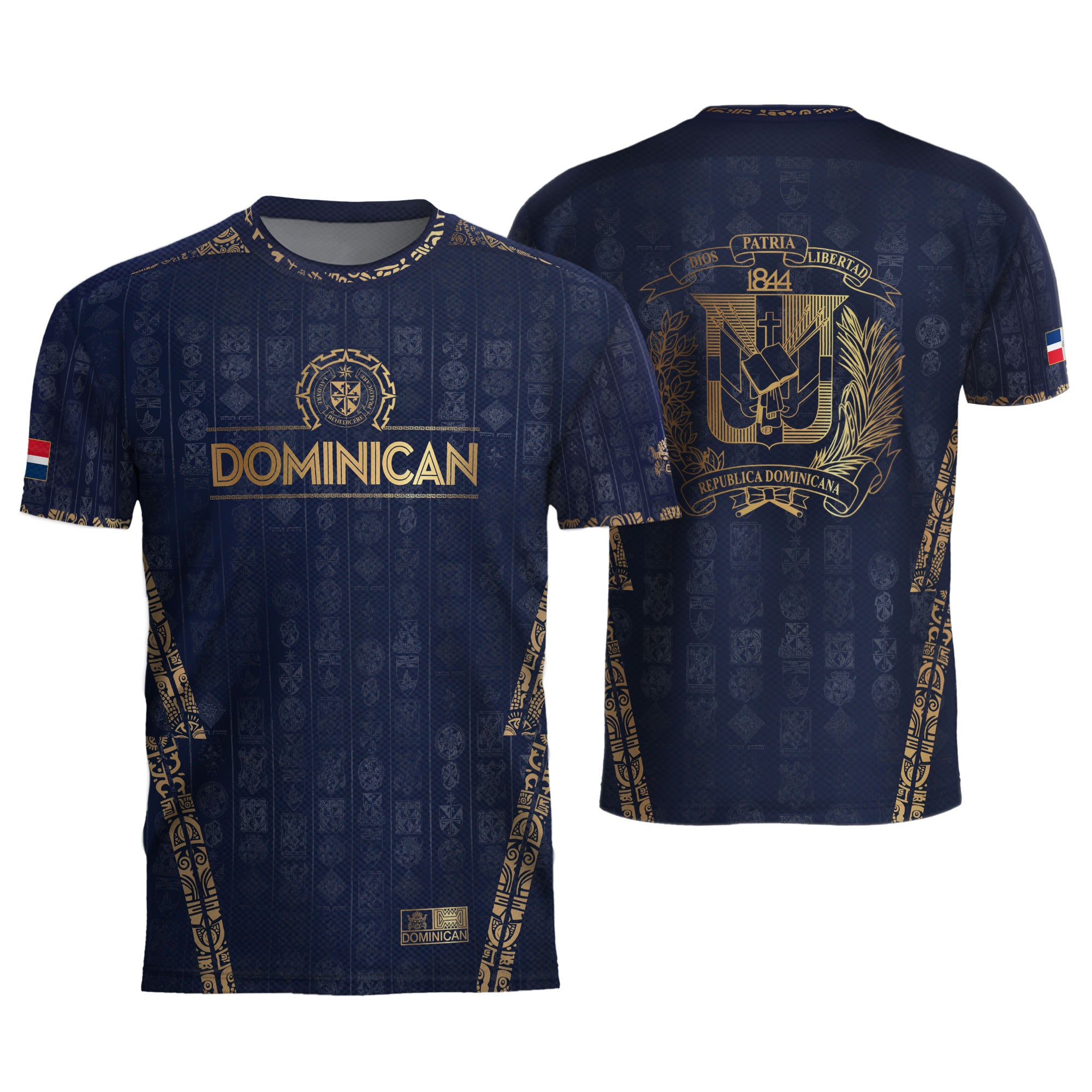 Dominican Republic Heritage Navy Gold Patchwork Soccer Jersey