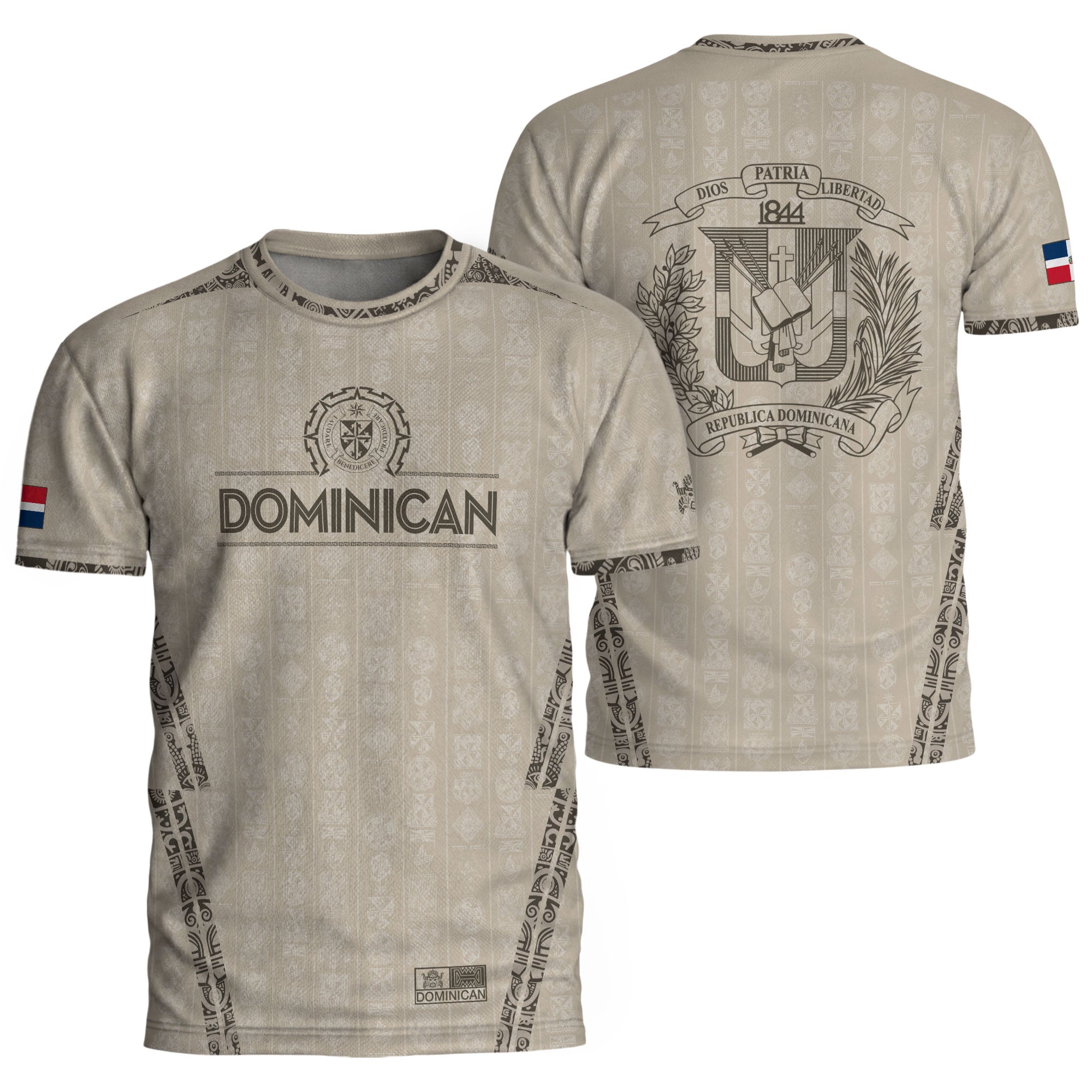 Dominican Republic Heritage Beige Tan Patchwork Soccer Jersey