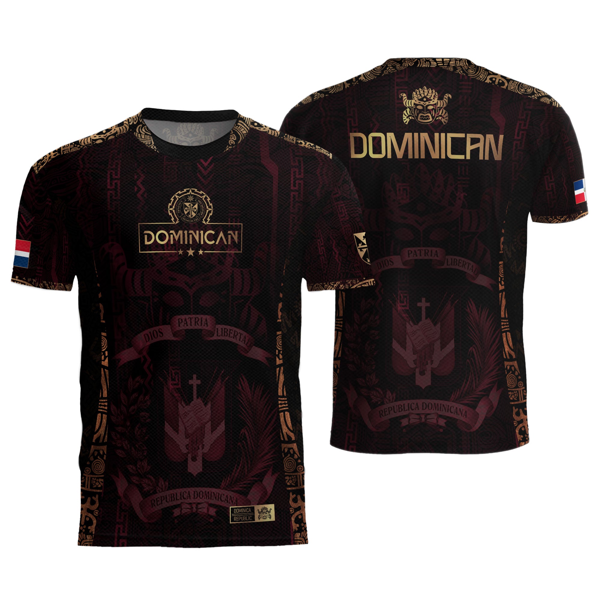Dominican Republic Orgullo Dominicano Dark Maroon Mask Vintage Soccer Jersey