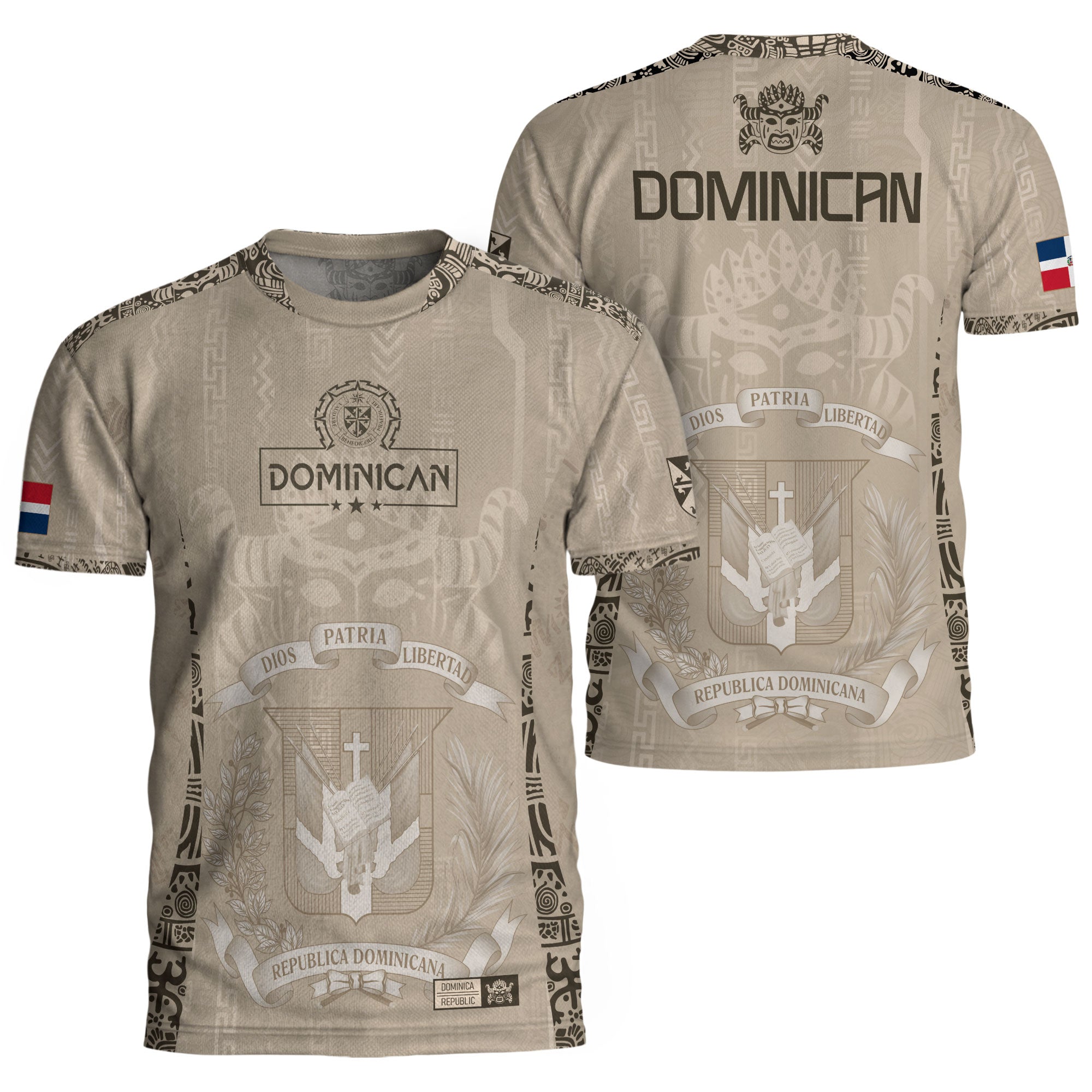 Dominican Republic Orgullo Dominicano Beige Mask Retro Soccer Jersey