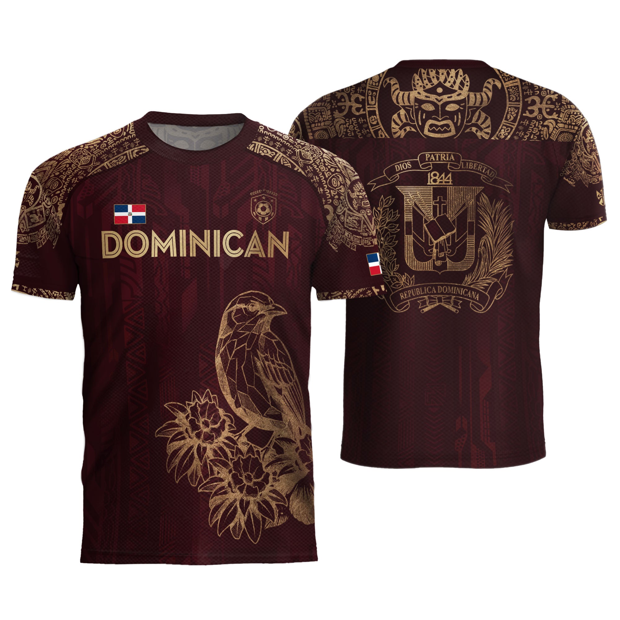 Dominican Republic Orgullo Dominicano Maroon Gold Cigua Palmera Soccer Jersey