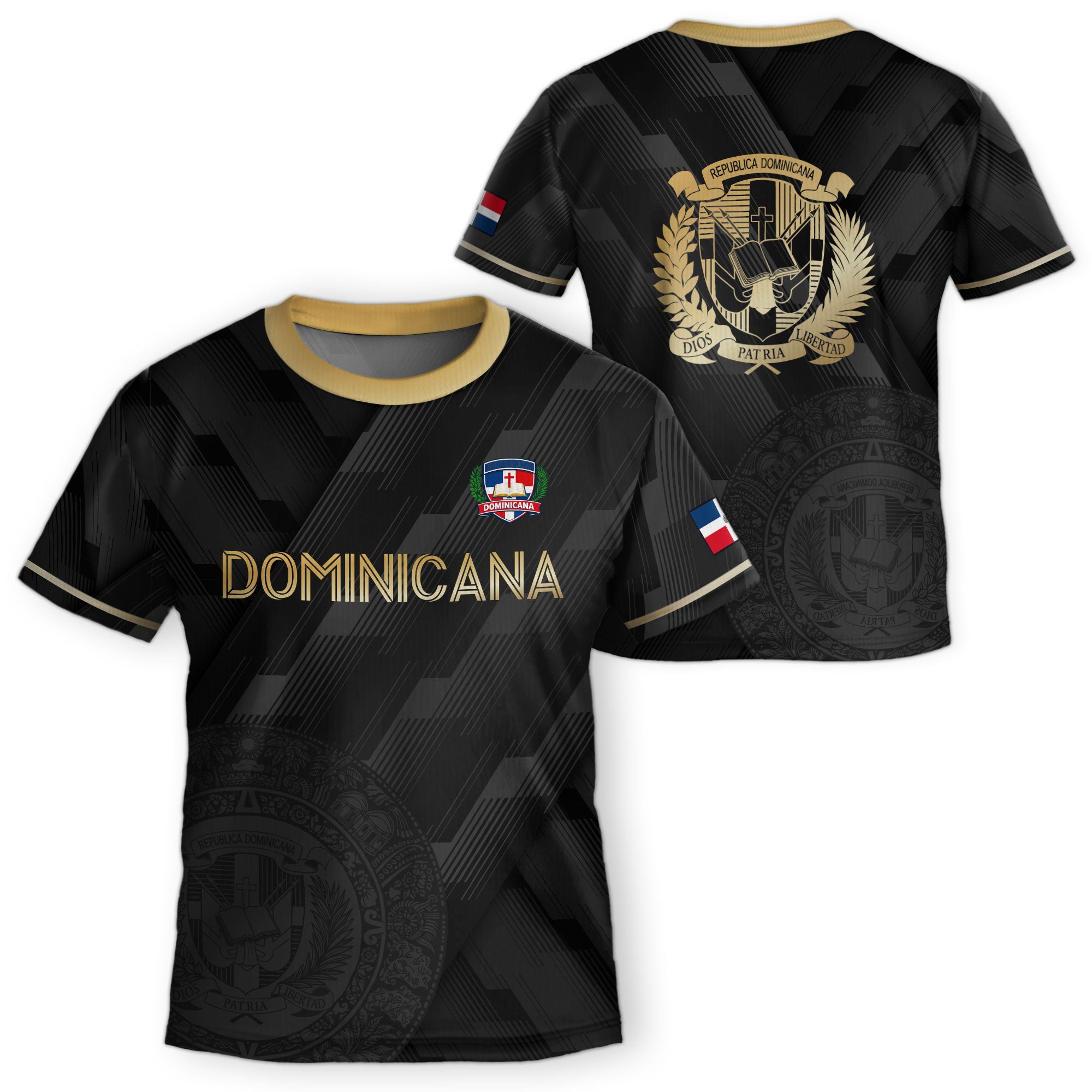 Dominican Republic Kids Youth Heritage Black Gold National Pride Soccer Jersey