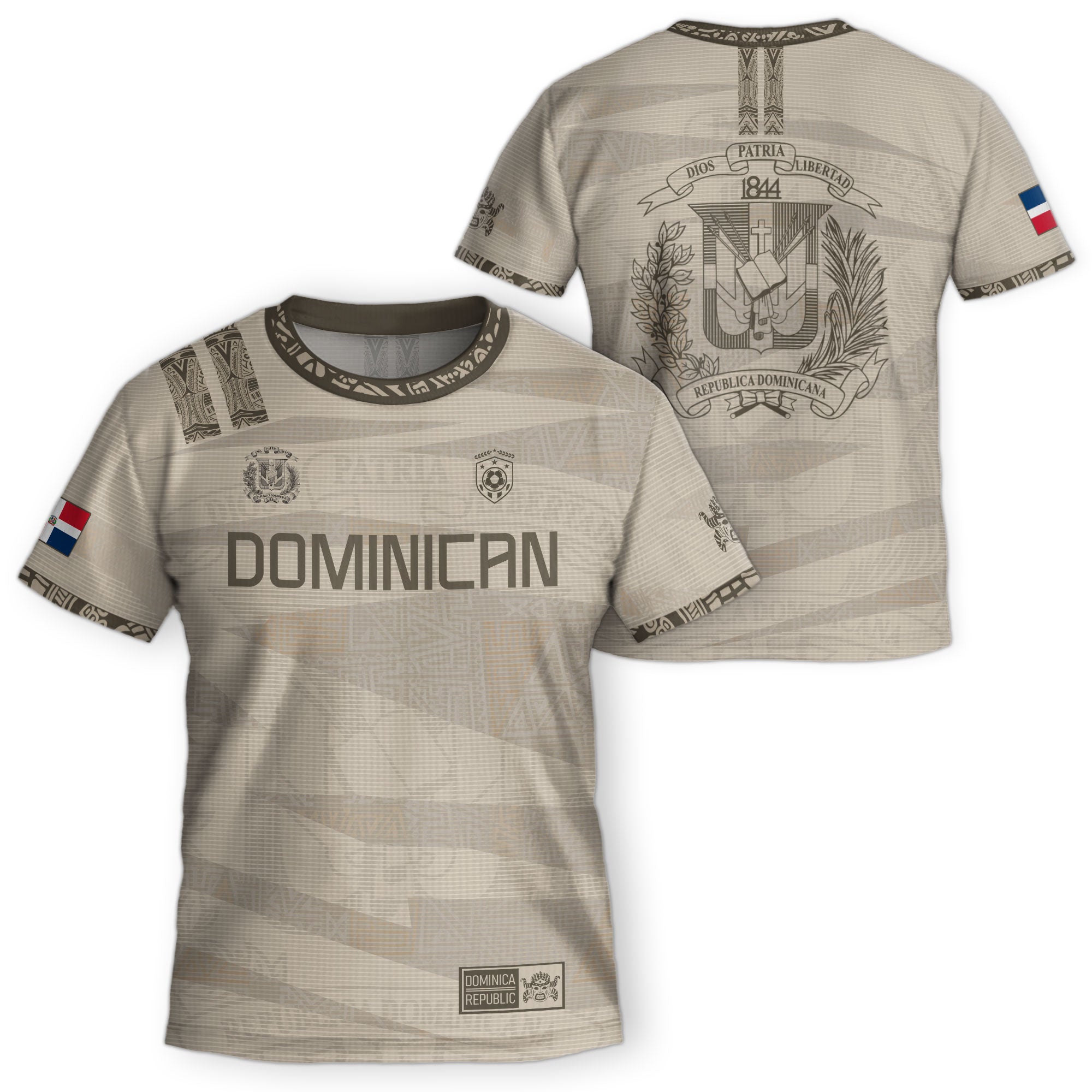 Dominican Heritage Kids Soccer Jersey Beige National Pride Collection