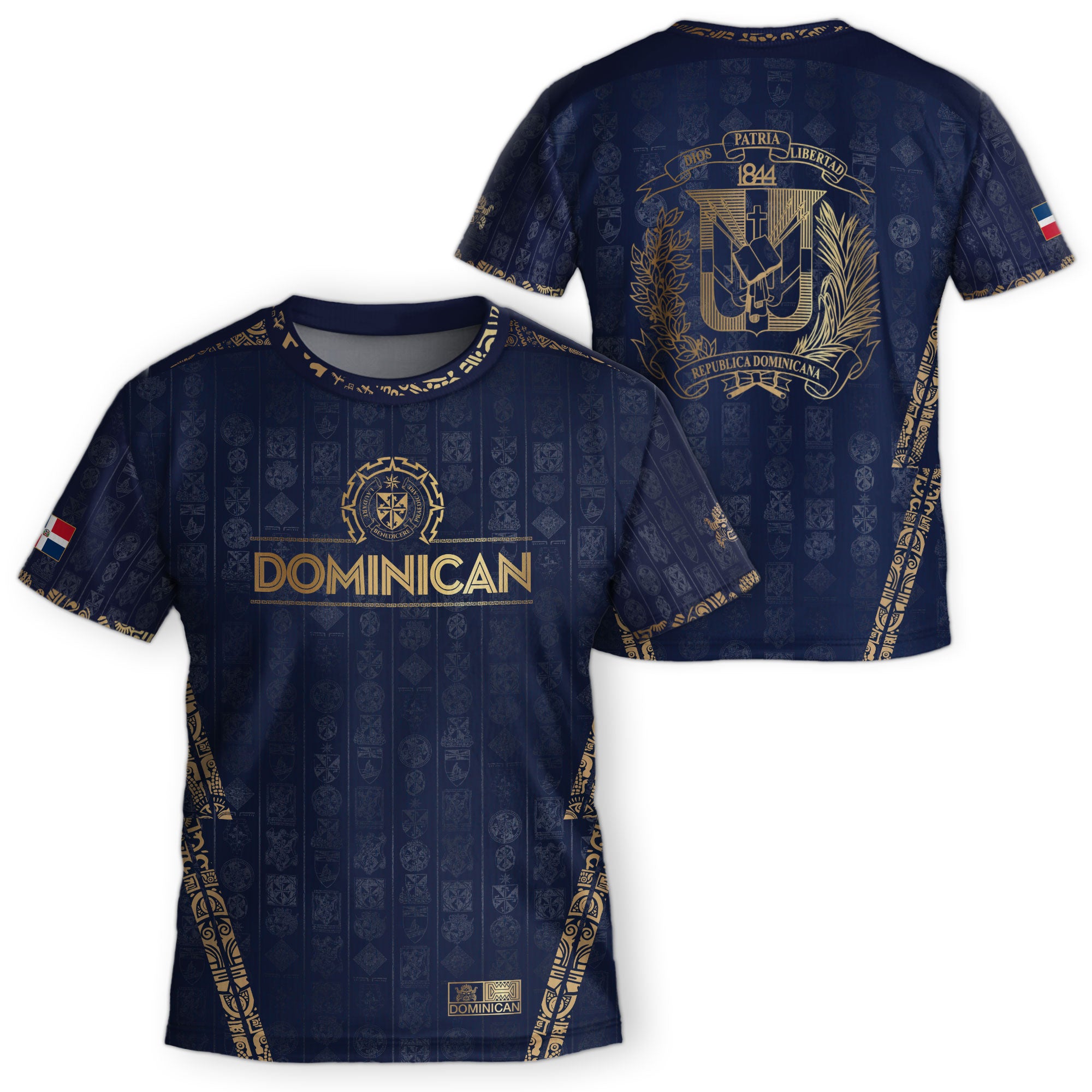 Dominican Republic Kids Youth Orgullo Dominicano Navy Gold Patchwork Soccer Jersey