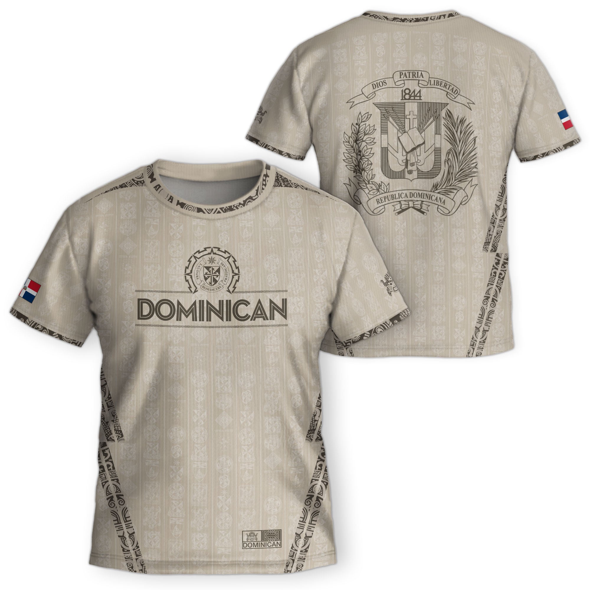 Dominican Republic Kids Youth Orgullo Dominicano Beige Tan Patchwork Soccer Jersey