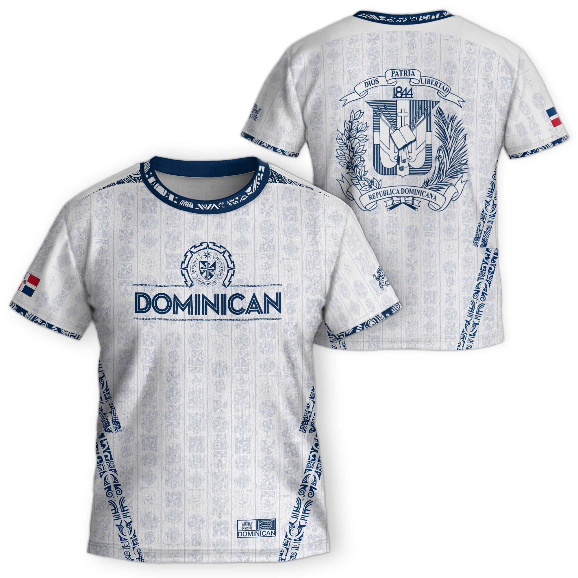 Dominican Republic Kids Youth Orgullo Dominicano White Patchwork Soccer Jersey