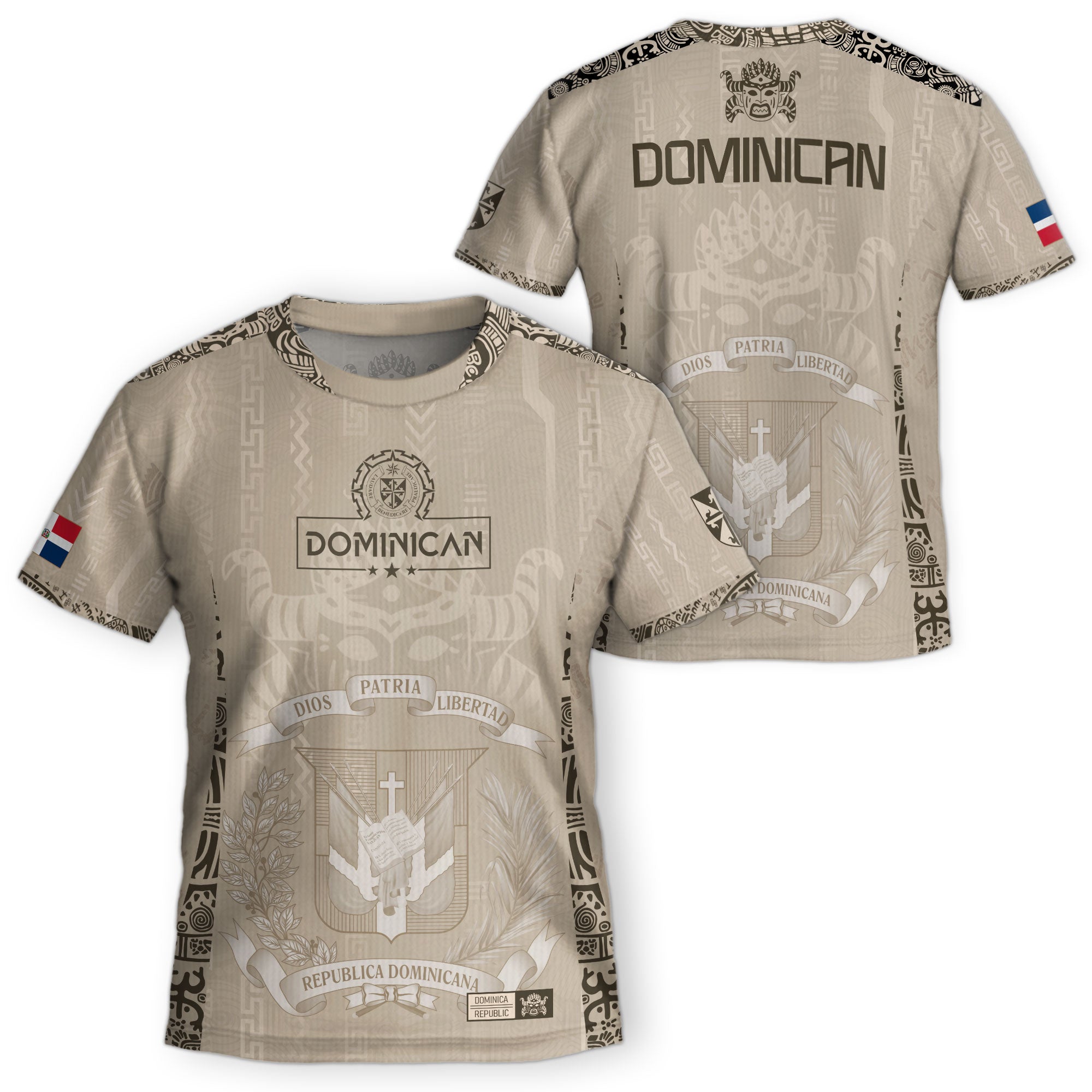 Dominican Republic Kids Youth Orgullo Dominicano Beige Tan Mask Soccer Jersey