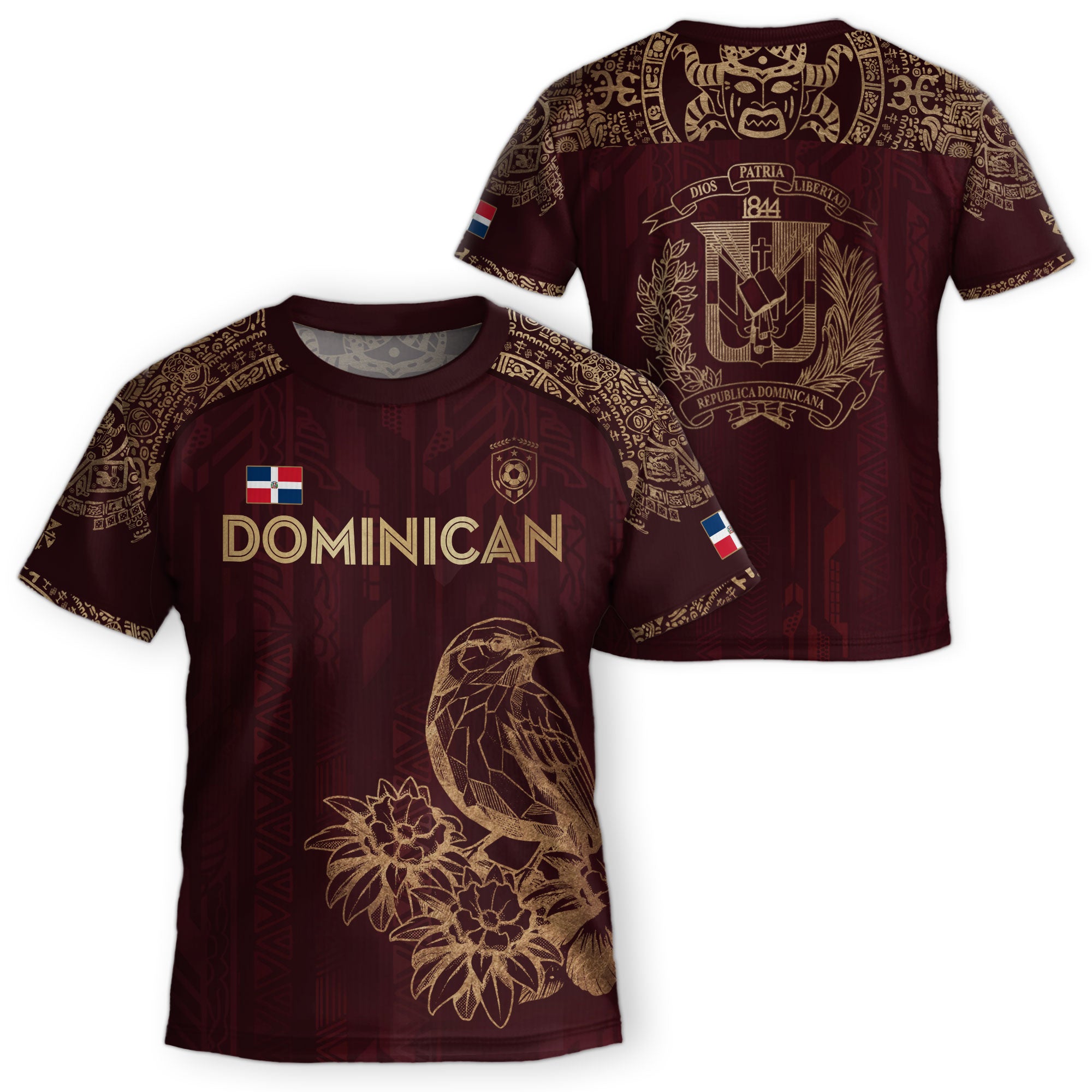Dominican Republic Kids Youth Orgullo Dominicano Maroon Gold Cigua Palmera Soccer Jersey