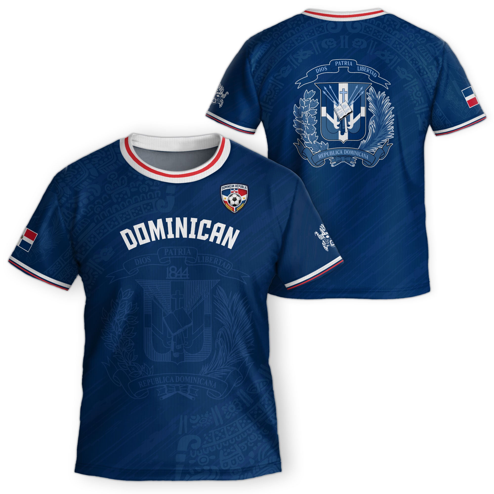Dominican Cultural Heritage Kids Soccer Jersey Navy, National Pride Collection