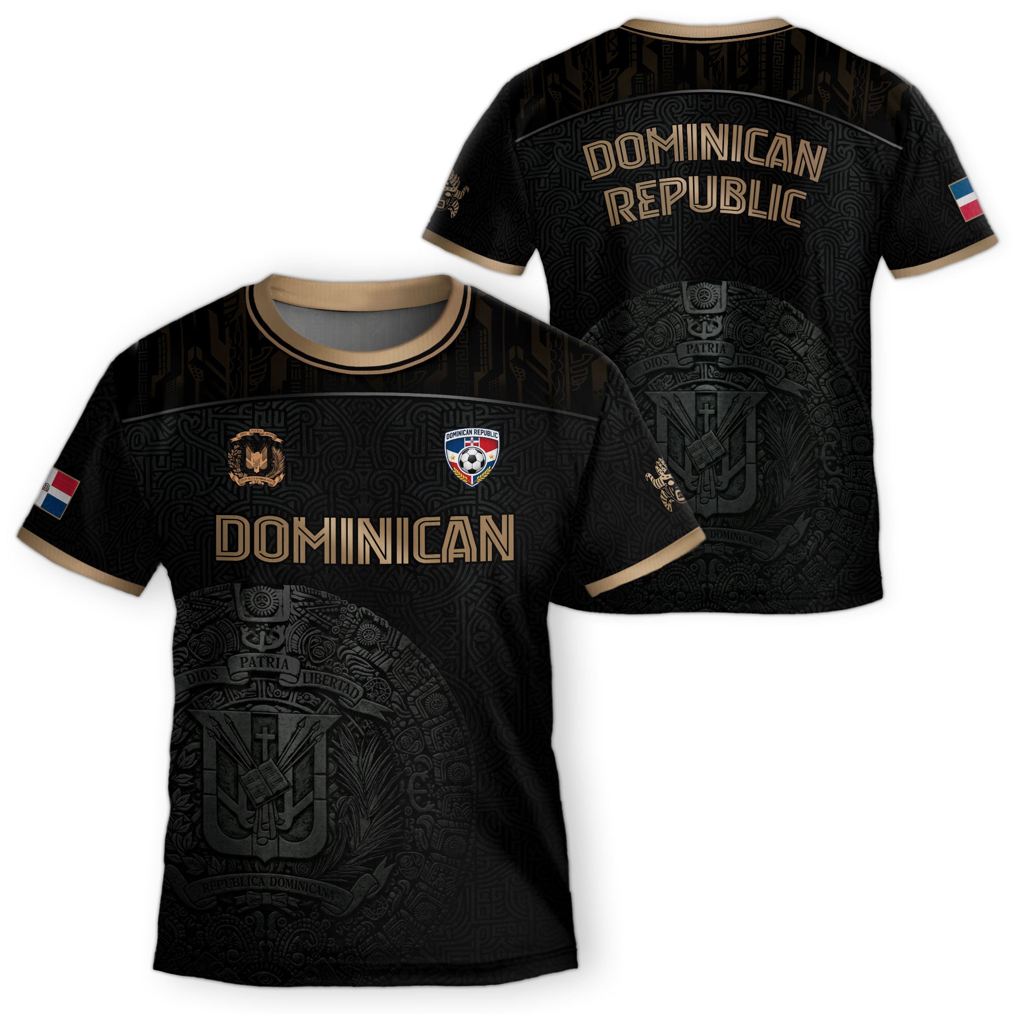 Dominican Heritage Youth Soccer Jersey Black Gold Pride Edition