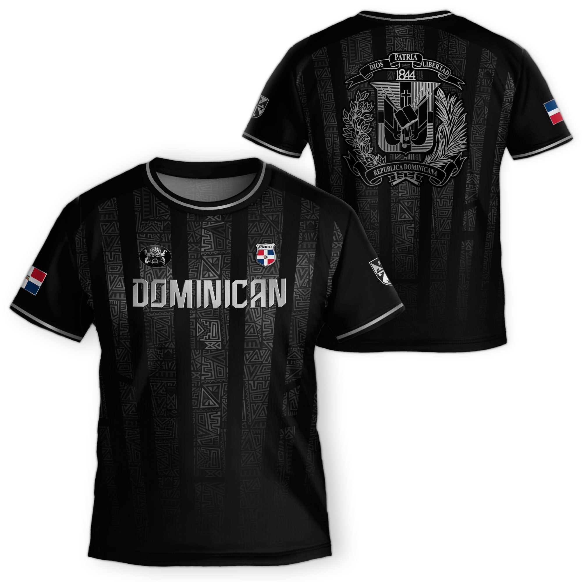 Dominican Heritage Youth Soccer Jersey Black Silver Pride Collection