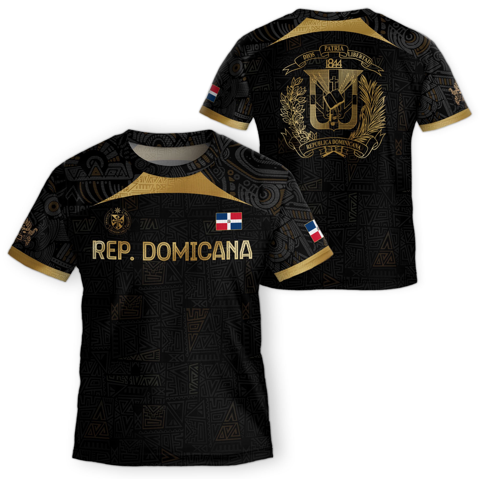 Dominican Republic Kids Soccer Jersey Black Gold Cultural Pride Edition