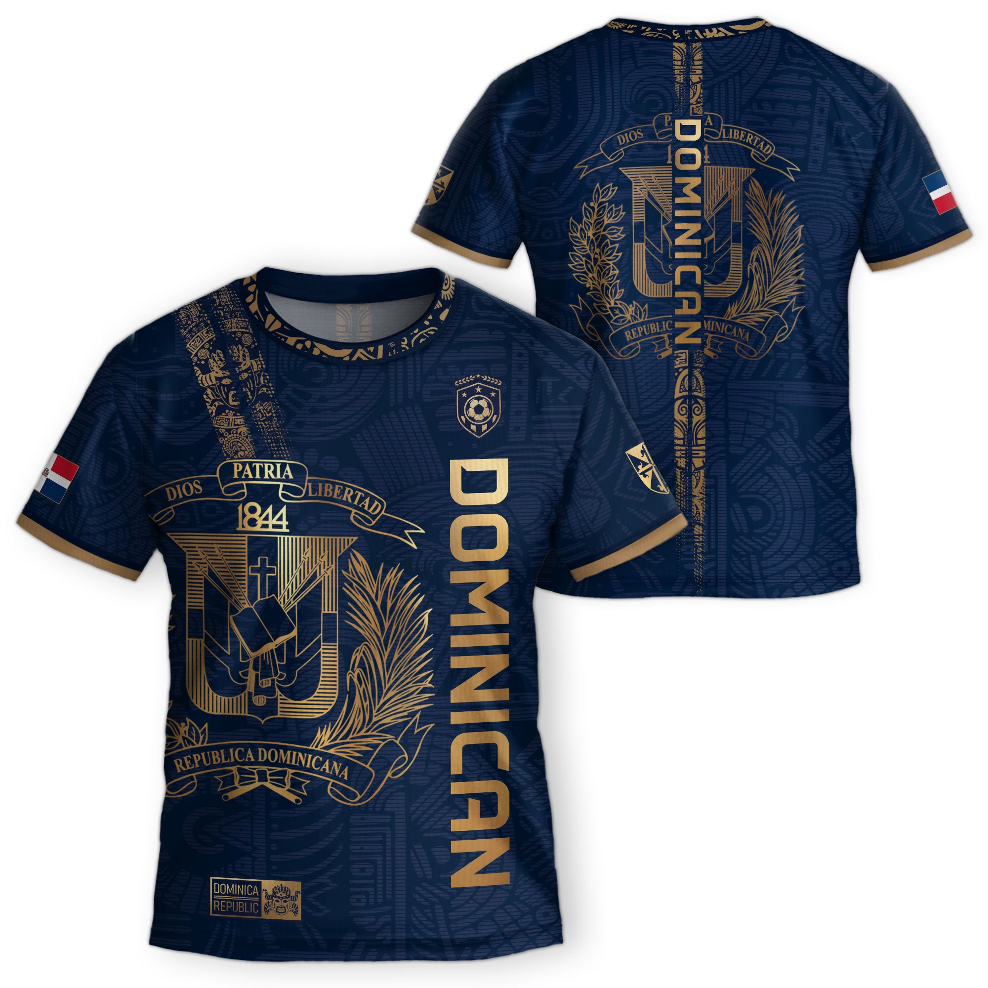 Dominican Republic Kids Soccer Jersey Navy Gold Cultural Pride