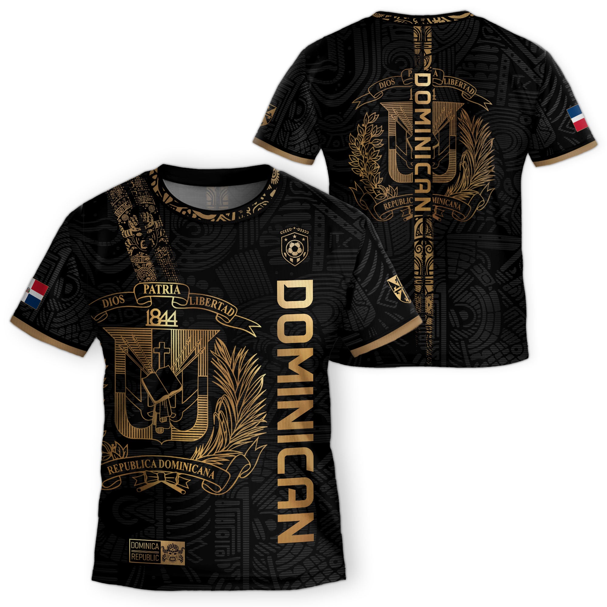 Dominican Pride Kids Soccer Jersey Black Cultural Edition