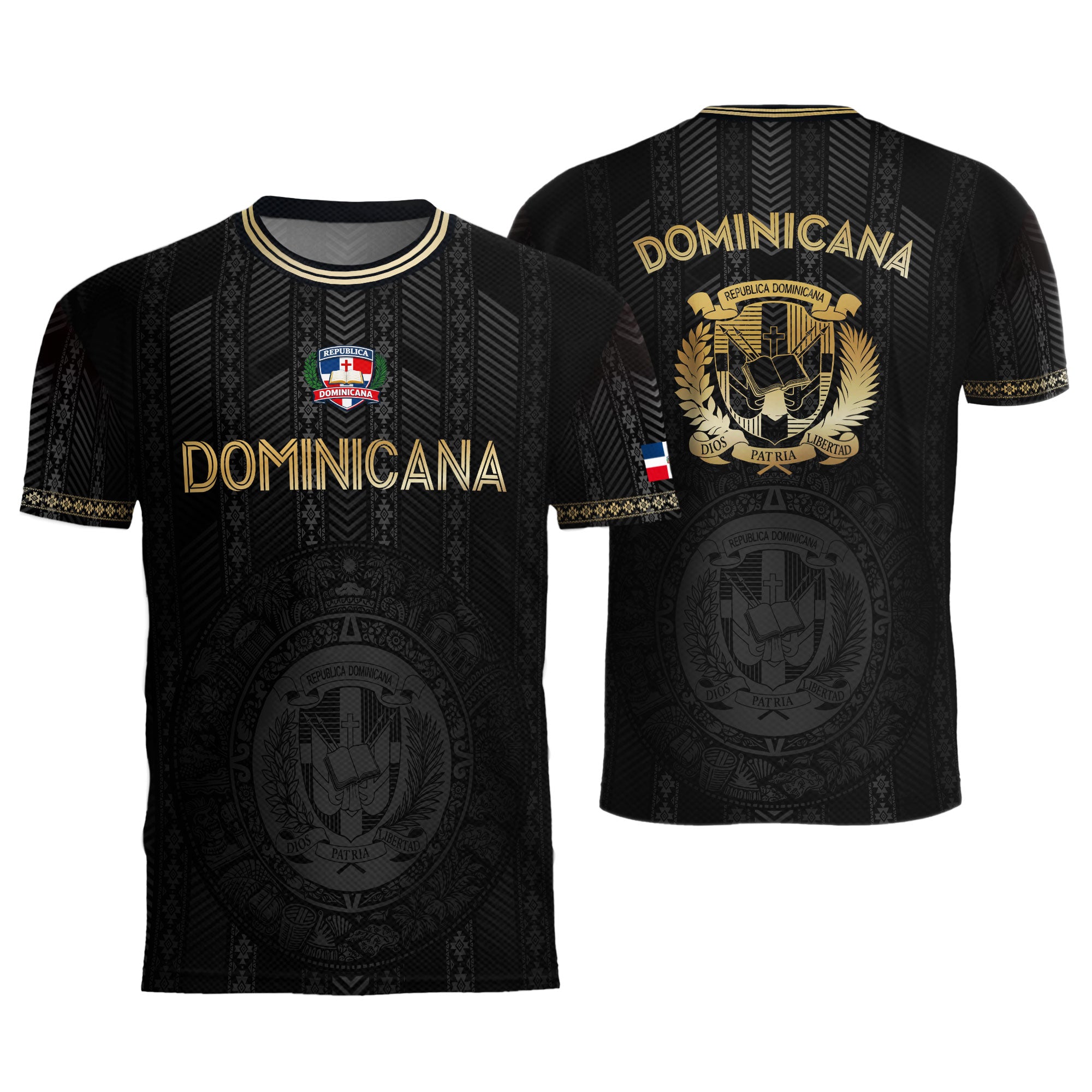 Dominican Heritage Football Jersey Black Gold, Cultural Identity & National Pride Shirt