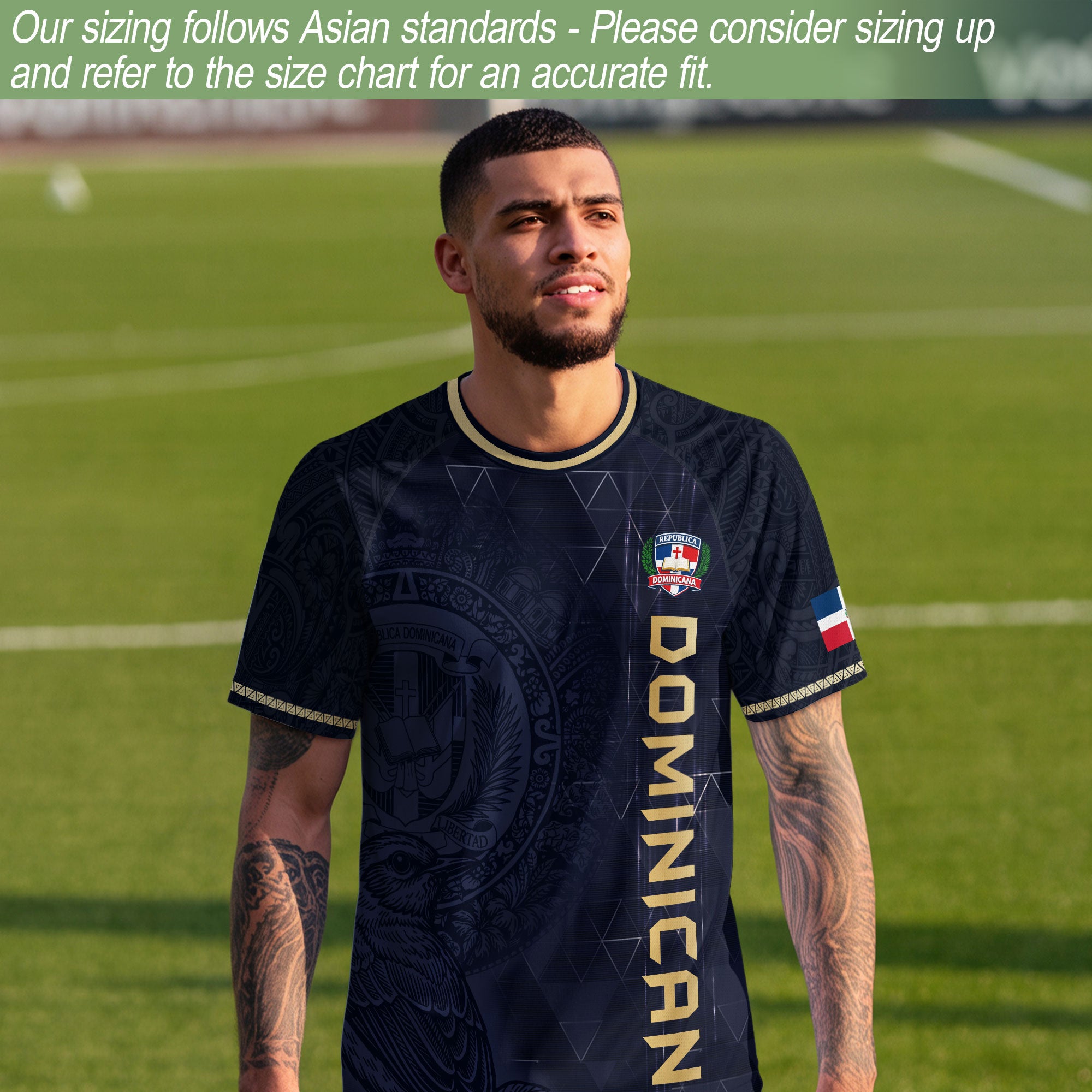 Dominican Heritage Soccer Jersey Black Navy, Cultural Identity & Pride Collection