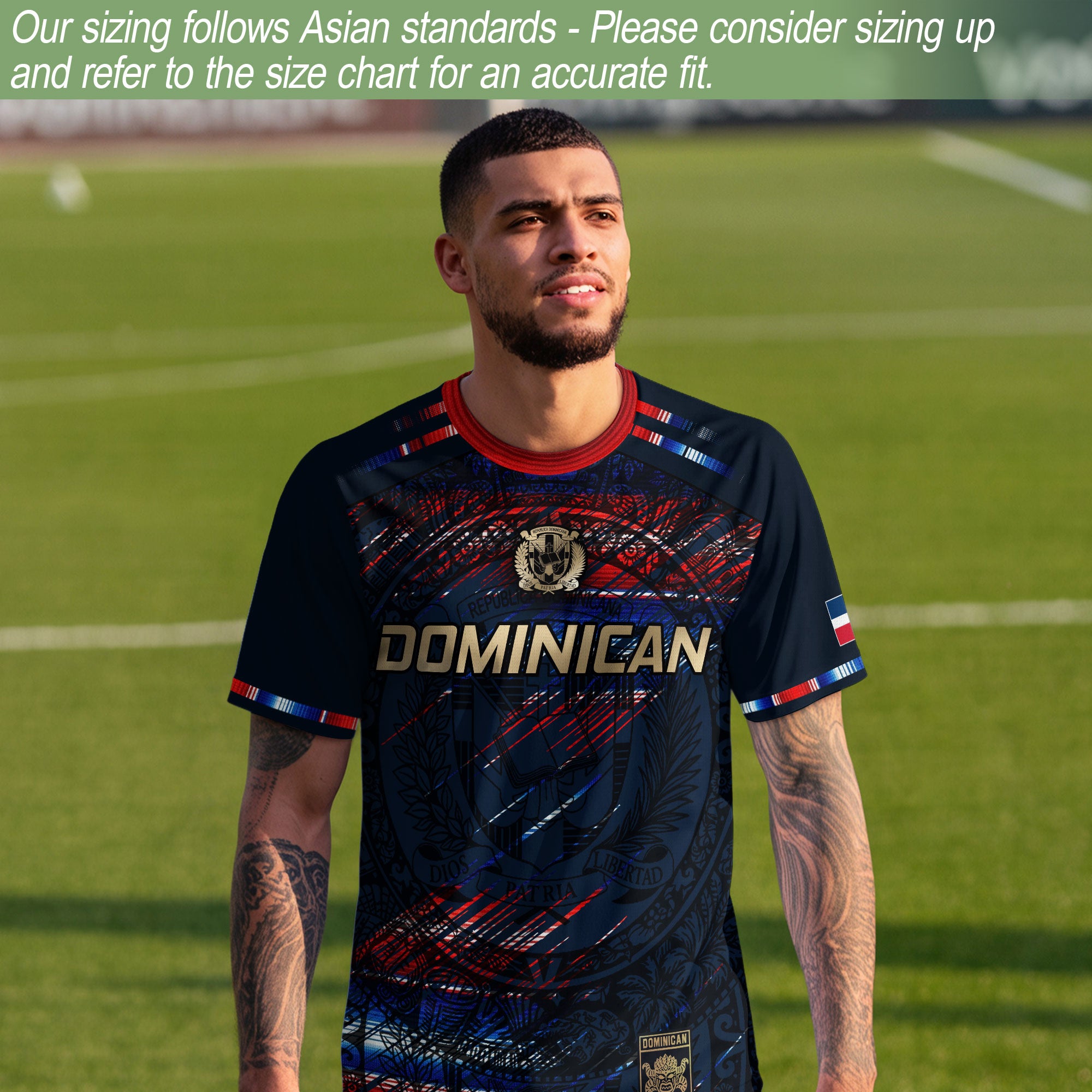 Dominican Heritage Pride Soccer Jersey Black Red Navy, Dominican Soccer Jersey, Cultural Unity Collection