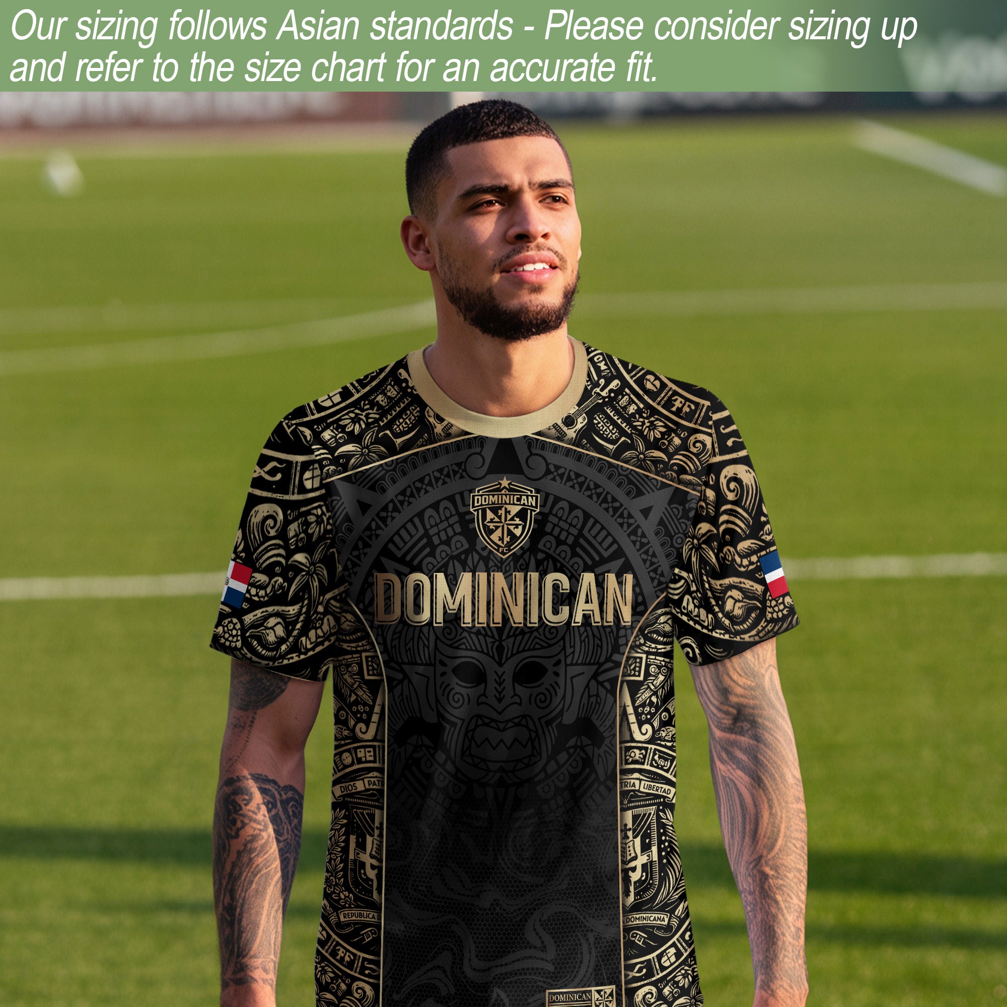 Dominican Republic Orgullo Dominicano Black Gold Taino Mask Soccer Jersey