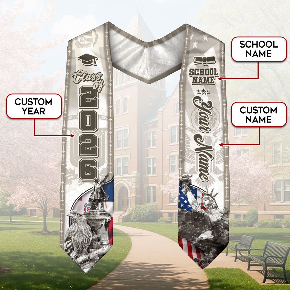 Dominican American Graduation Stole, Custom Dominicana Sash for Graduate, Class of 2026 Grad