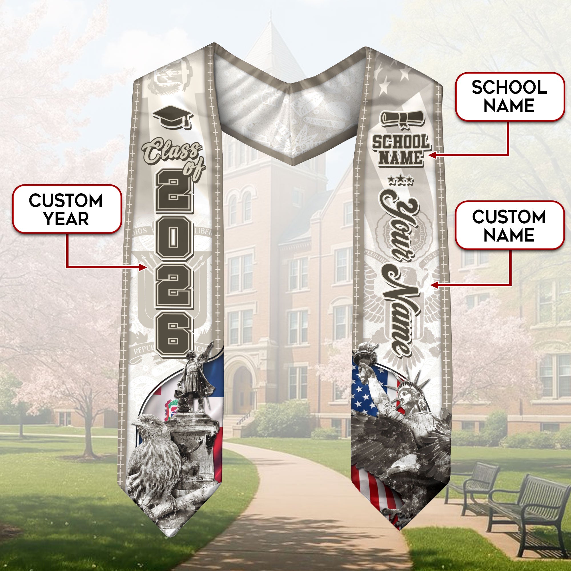 Dominican American Graduation Stole, Custom Dominicana Sash for Graduate, Class of 2026 Grad