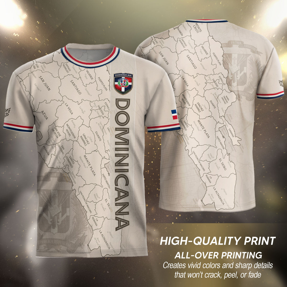 Dominican Heritage Soccer Jersey Beige, Cultural Identity Pride Collection