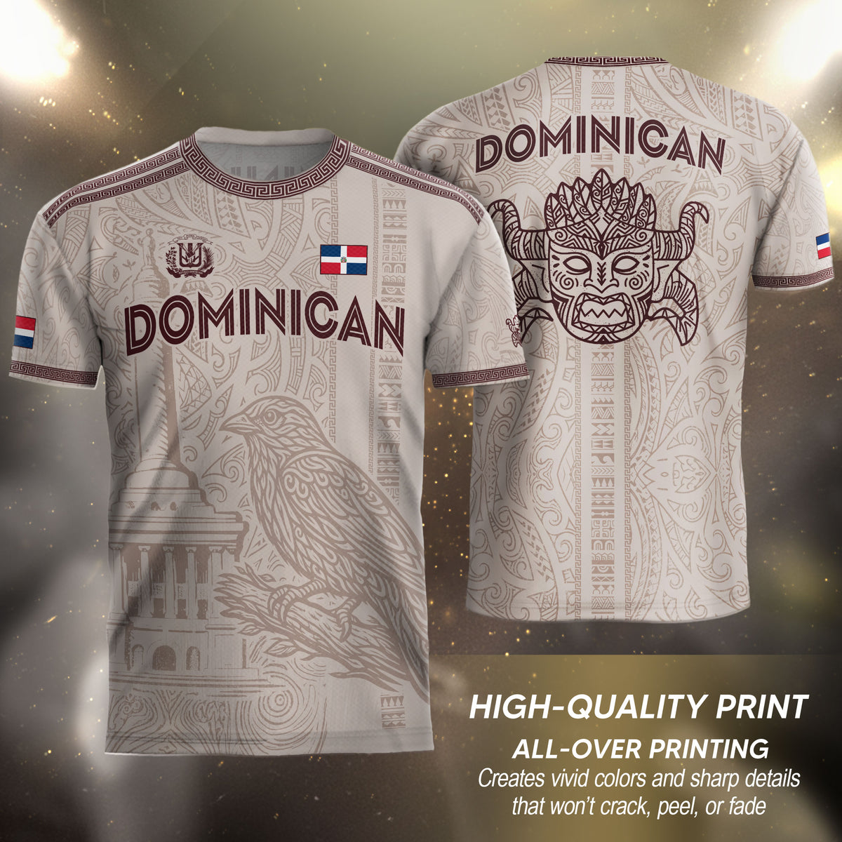Dominican Republic Heritage Beige Burgundy Vintage Athletic Palmchat Soccer Jersey