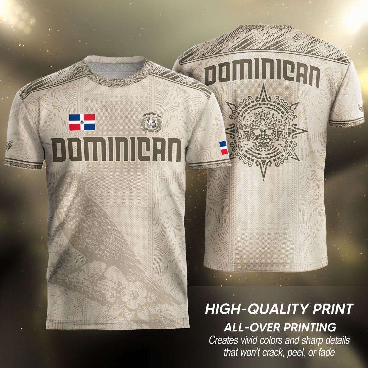 Dominican Republic Heritage Beige Olive Vintage Athletic Taino Art Soccer Jersey