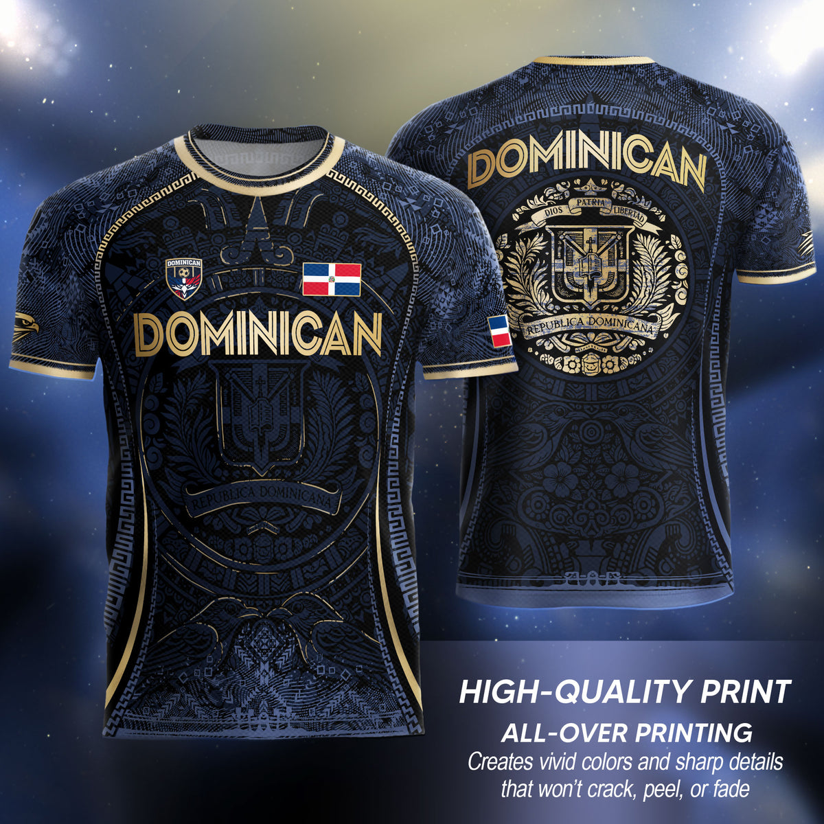 Dominican Republic Heritage Navy Gold Geometric National Soccer Jersey