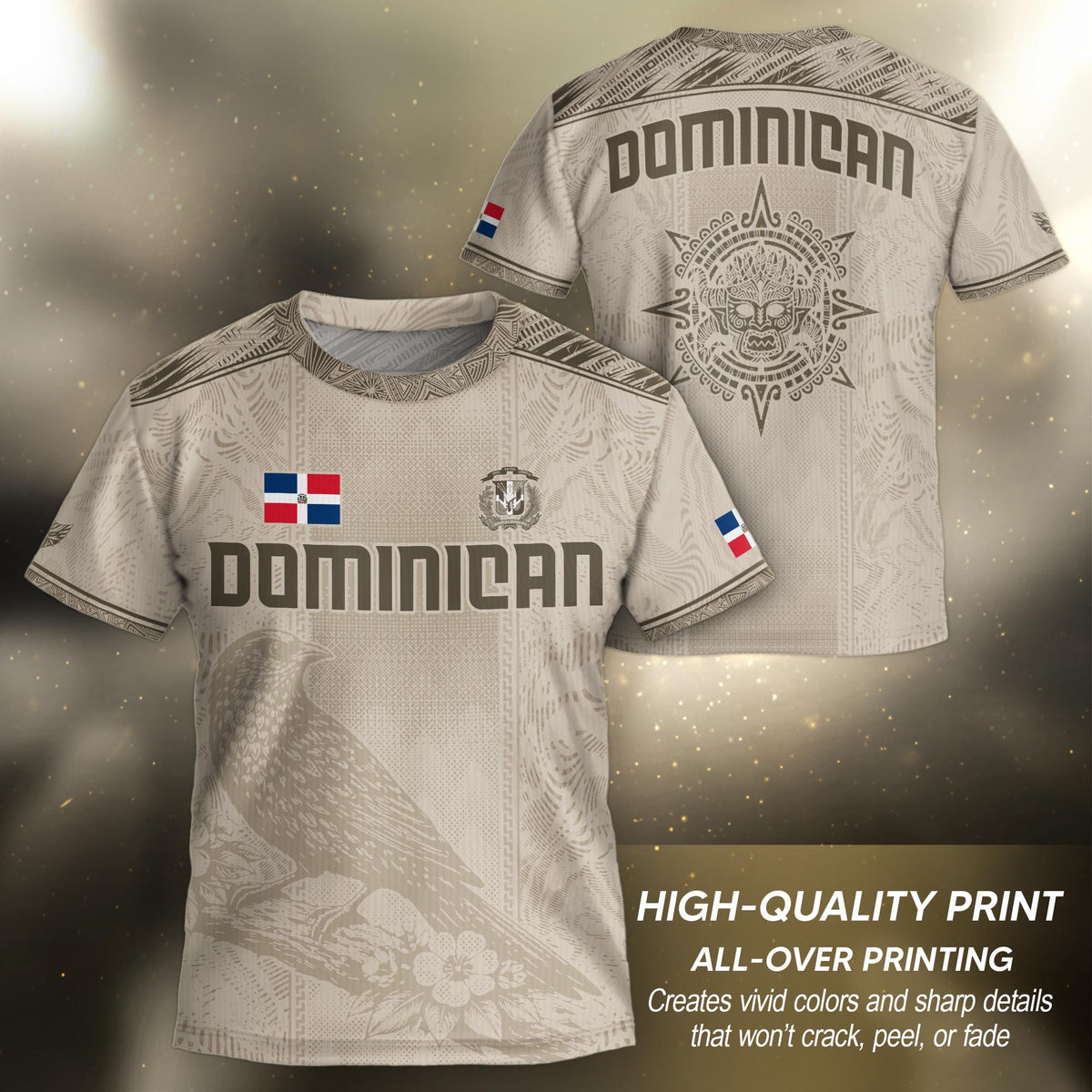 Dominican Cultural Pride Soccer Jersey Beige for Kids Youth, Heritage-Inspired Apparel