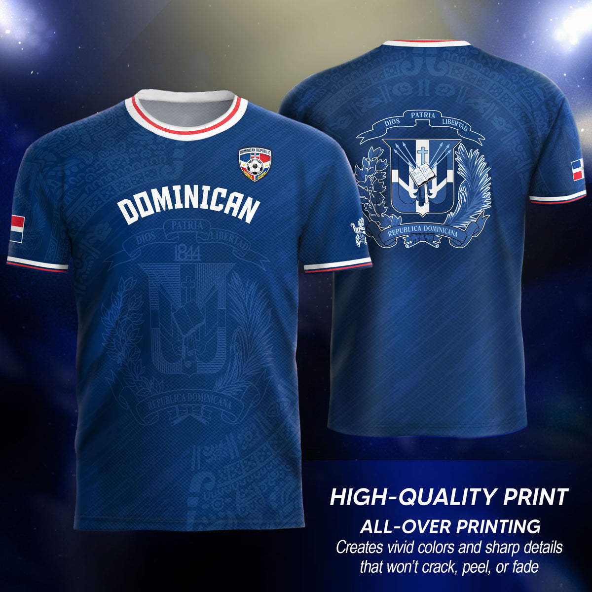 Dominican Republic Heritage Royal Navy National Graphic Soccer Jersey