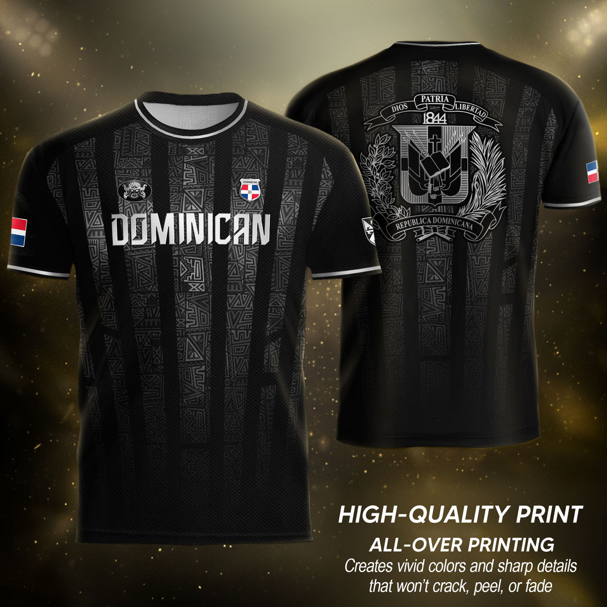 Dominican Republic Heritage Black Silver Athletic Independence Soccer Jersey