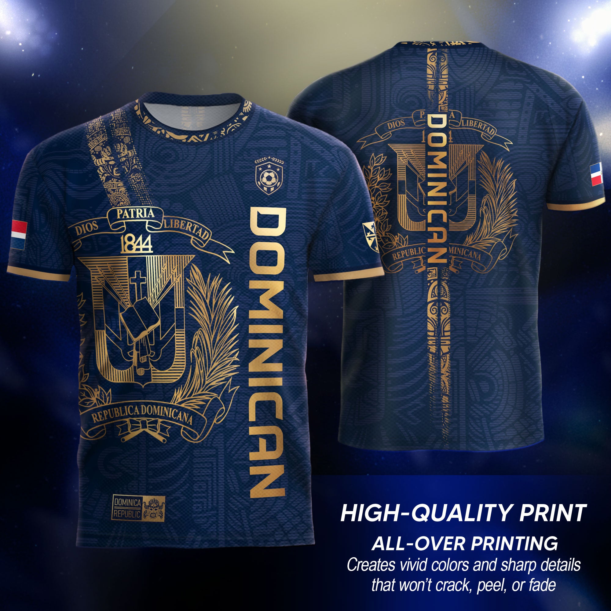 Dominican Republic Navy Gold Vintage National Heritage Shirt Soccer Jersey
