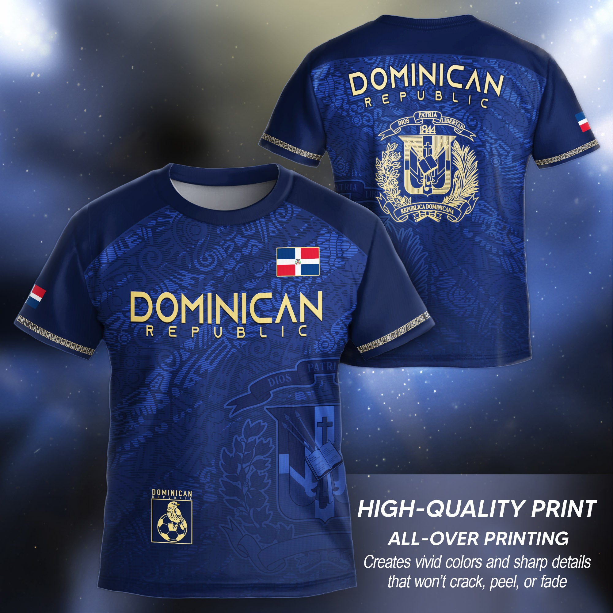 Dominican Republic Kids Youth Heritage Navy Gold National Pride Soccer Jersey