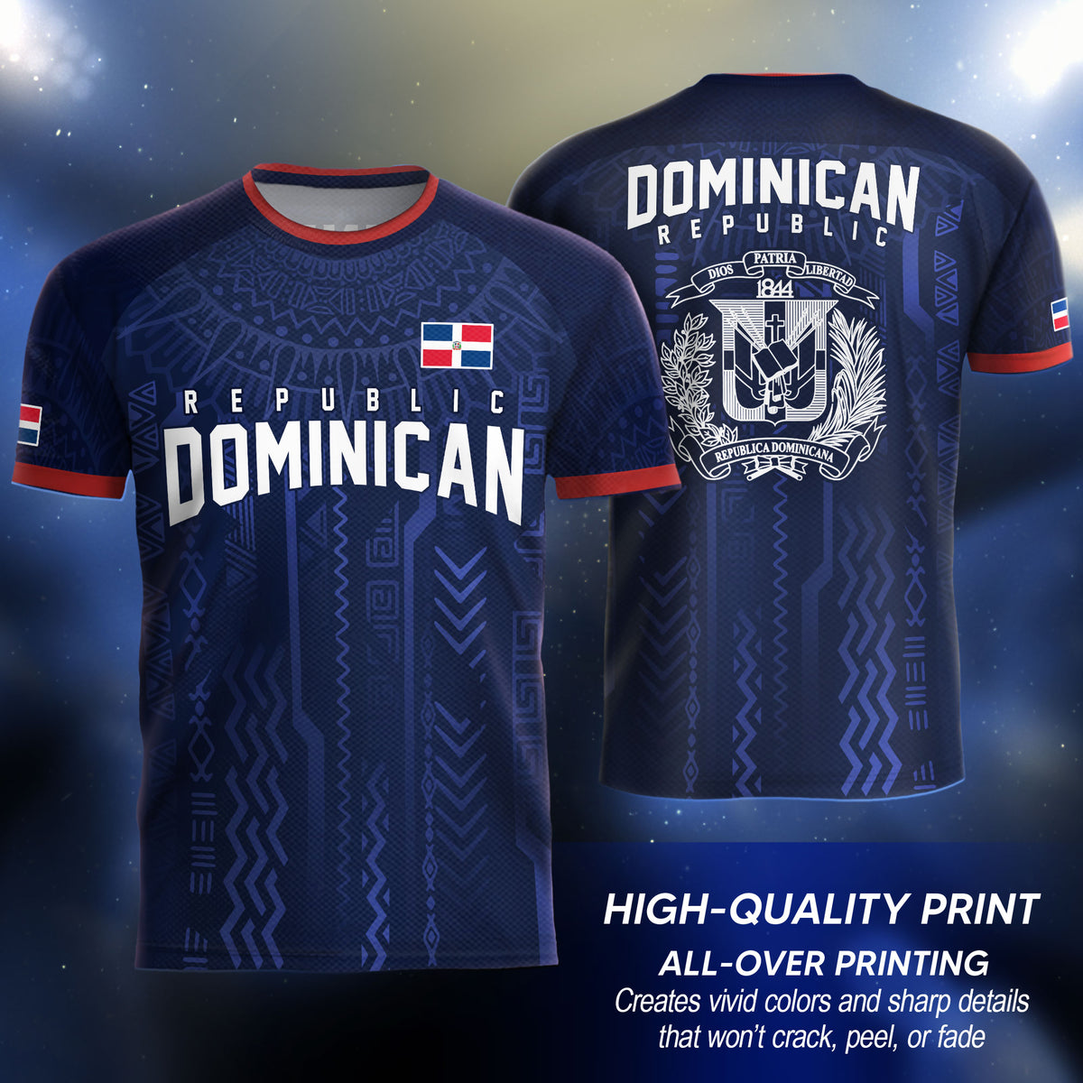 Dominican Republic Coat of Arms Tribal Navy National Pride Soccer Jersey